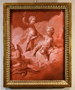 Chérubins Cupidons Boucher 18ème Siècle Peinture Huile sur table Ancien maître France Chérubins Cupidons Boucher 18ème Siècle Peinture Huile sur table Ancien maître France