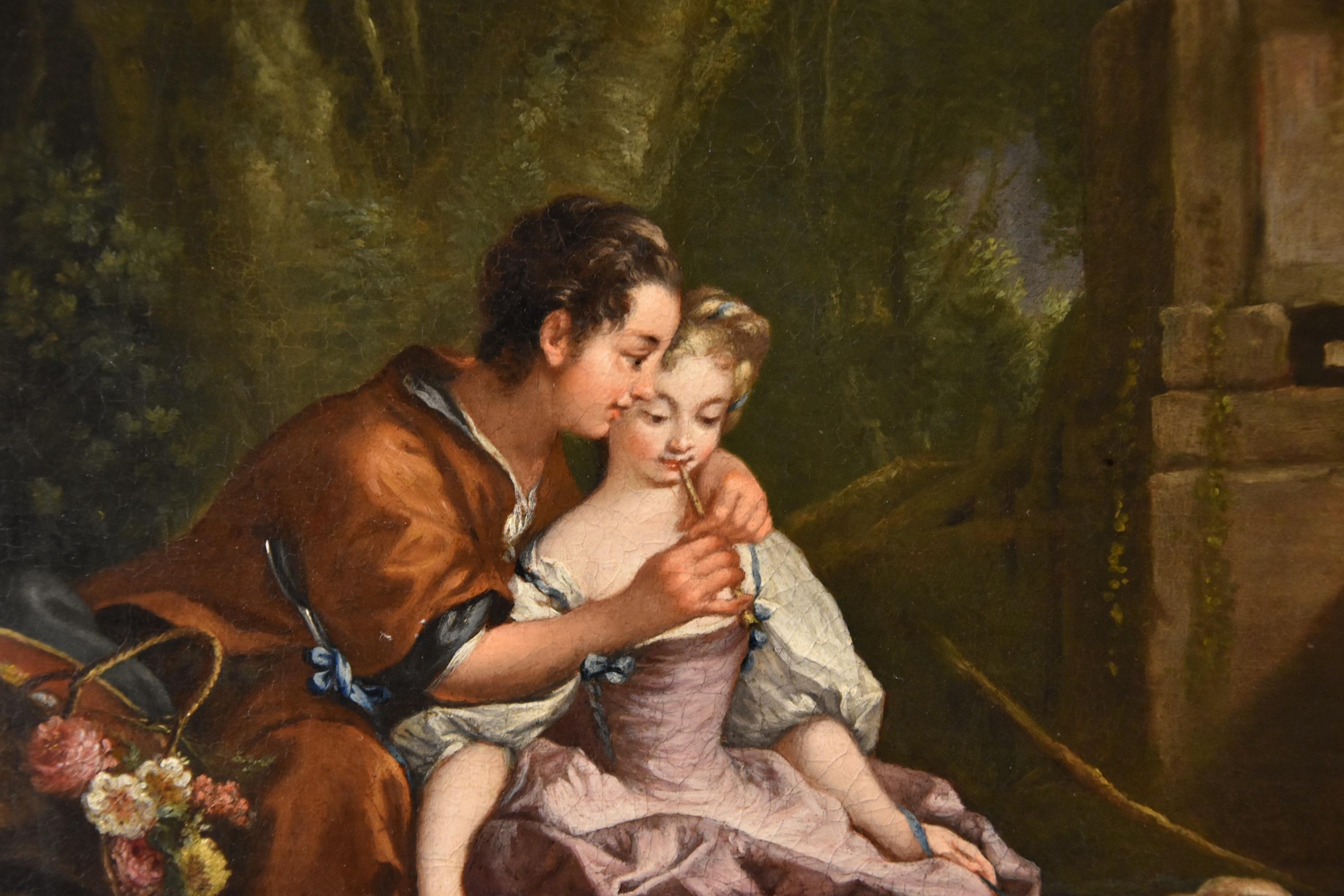 Pareja Paisaje Hombre Mujer Boucher Pintura Siglo XVIII Óleo sobre lienzo Viejo maestro en venta 8