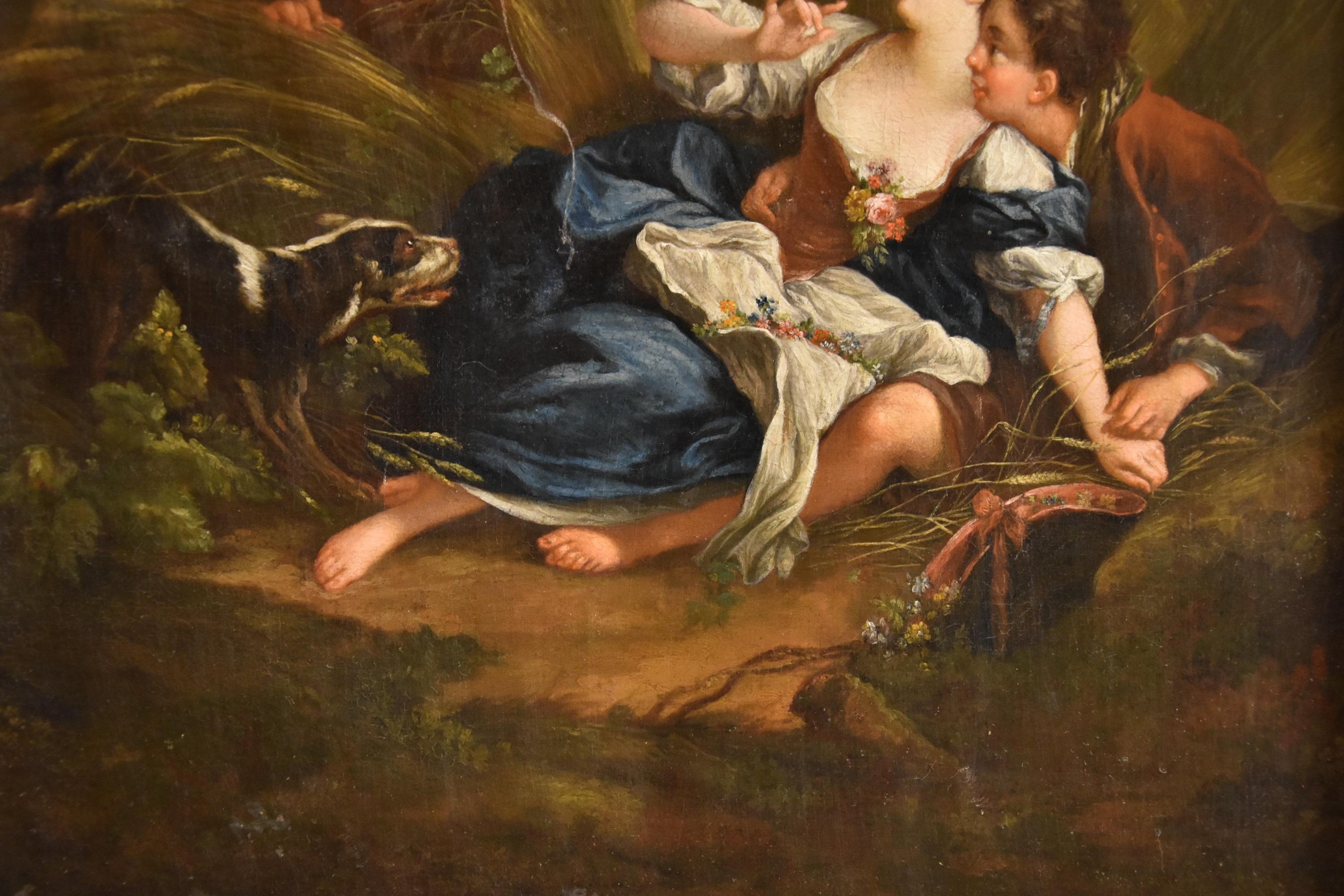 Pareja Paisaje Hombre Mujer Boucher Pintura Siglo XVIII Óleo sobre lienzo Viejo maestro en venta 10