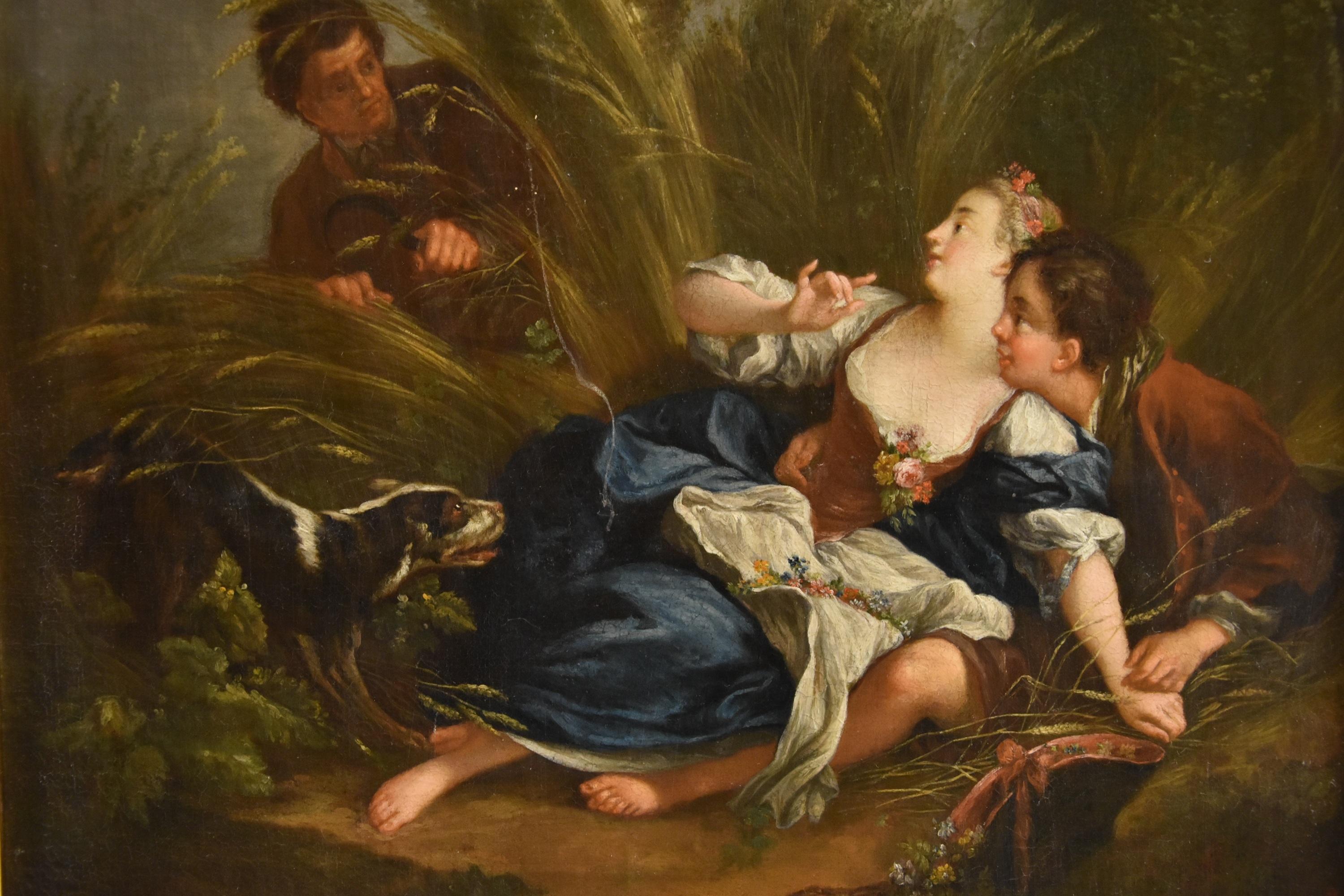 Pareja Paisaje Hombre Mujer Boucher Pintura Siglo XVIII Óleo sobre lienzo Viejo maestro en venta 14