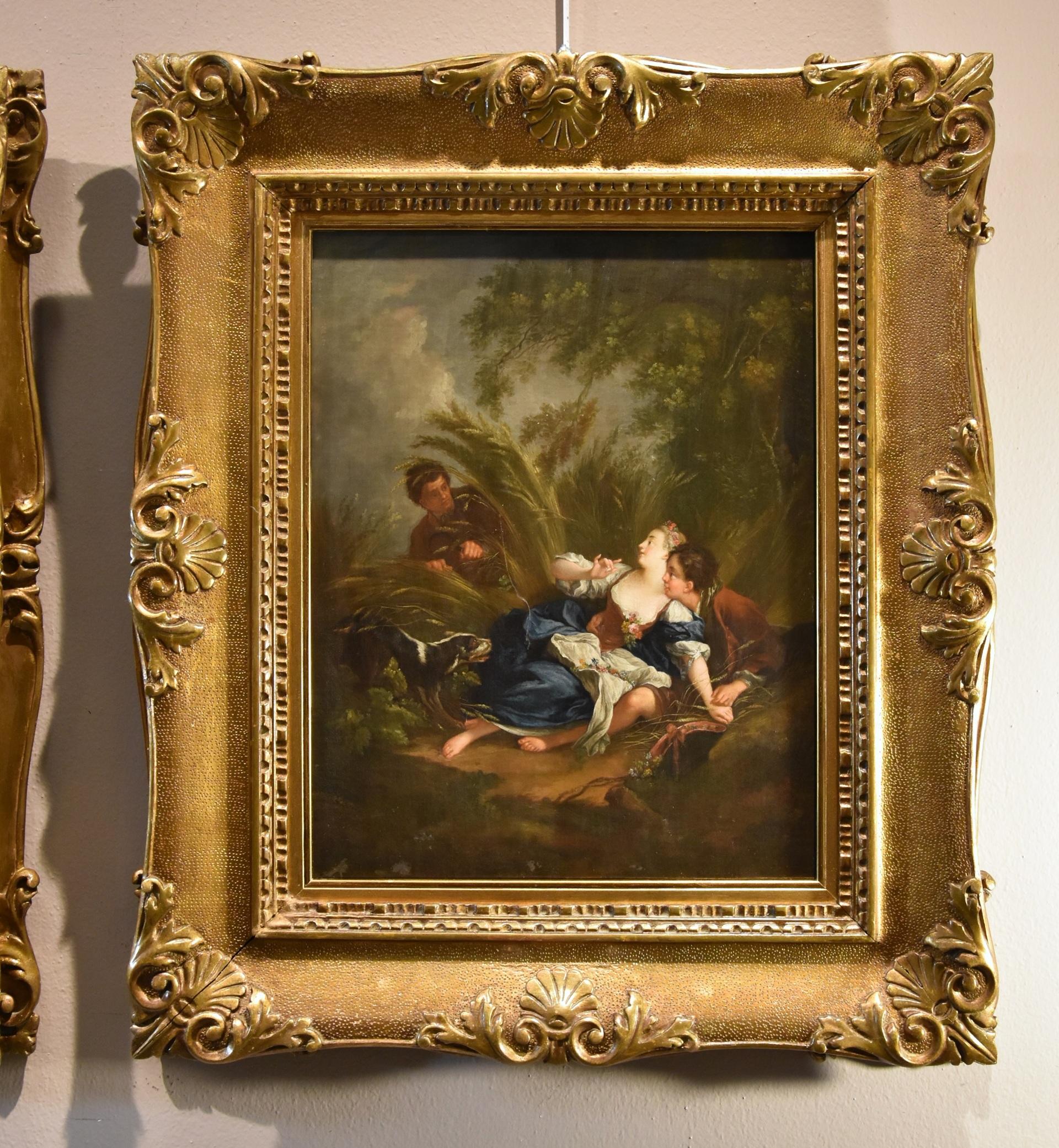 François Boucher (París, 1703 - 1770) - taller/círculo -  

Pareja de cuadros Los amantes sorprendidos (Les amants surpris)/La grata lección ('LAgréable Leçon)  

siglo XVIII  Óleo sobre lienzo 46 x 39 cm - Enmarcado 71 x 61 cm  

Presentamos esta
