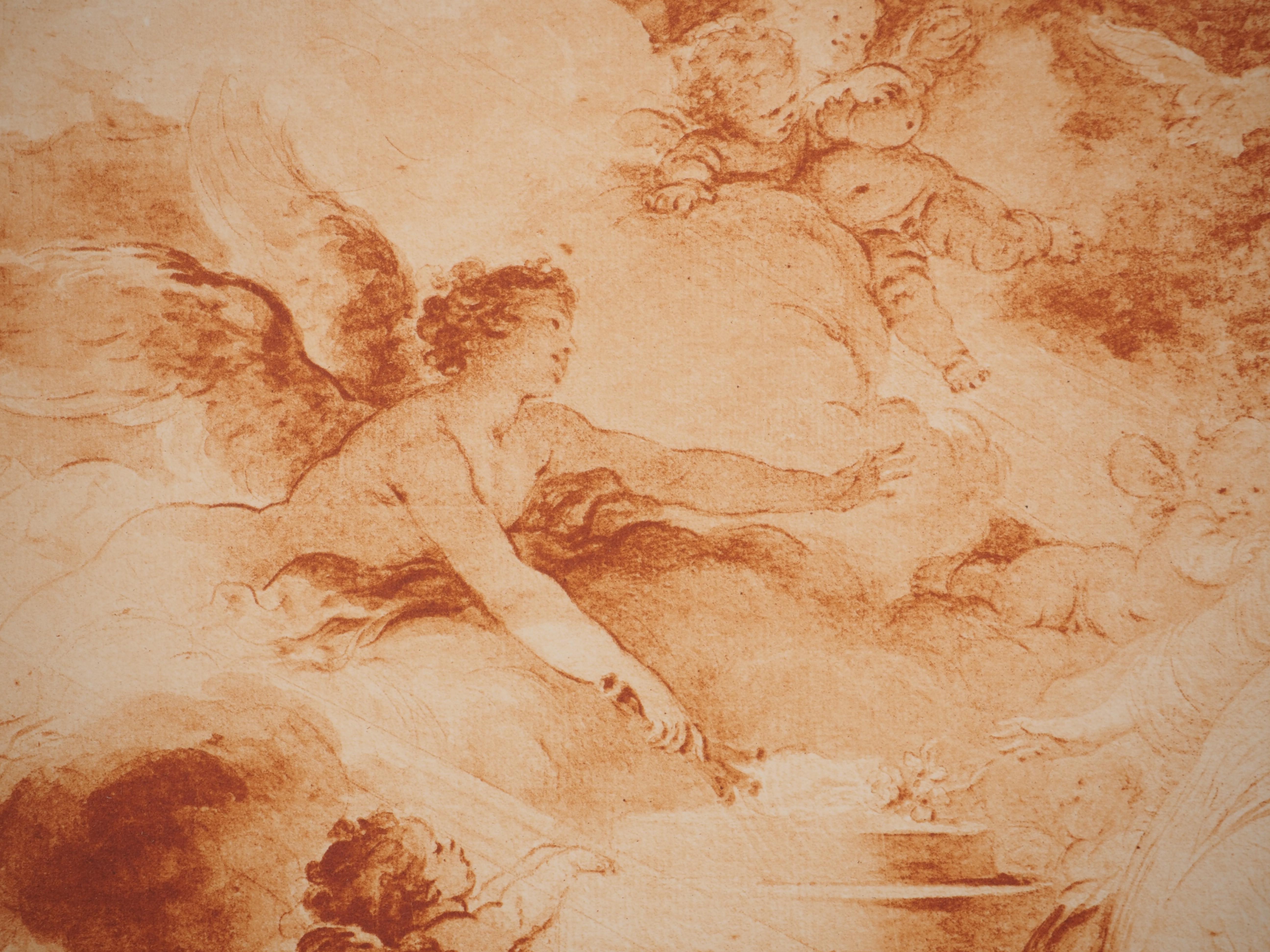Francois BOUCHER
Allegory of Love : Woman surrounded by Angels and Doves 

Etching
Unsigned 
On Vellum 38 x 50 cm (c. 15 x 20 in)

Probably edited c. 1950

Excellent condition