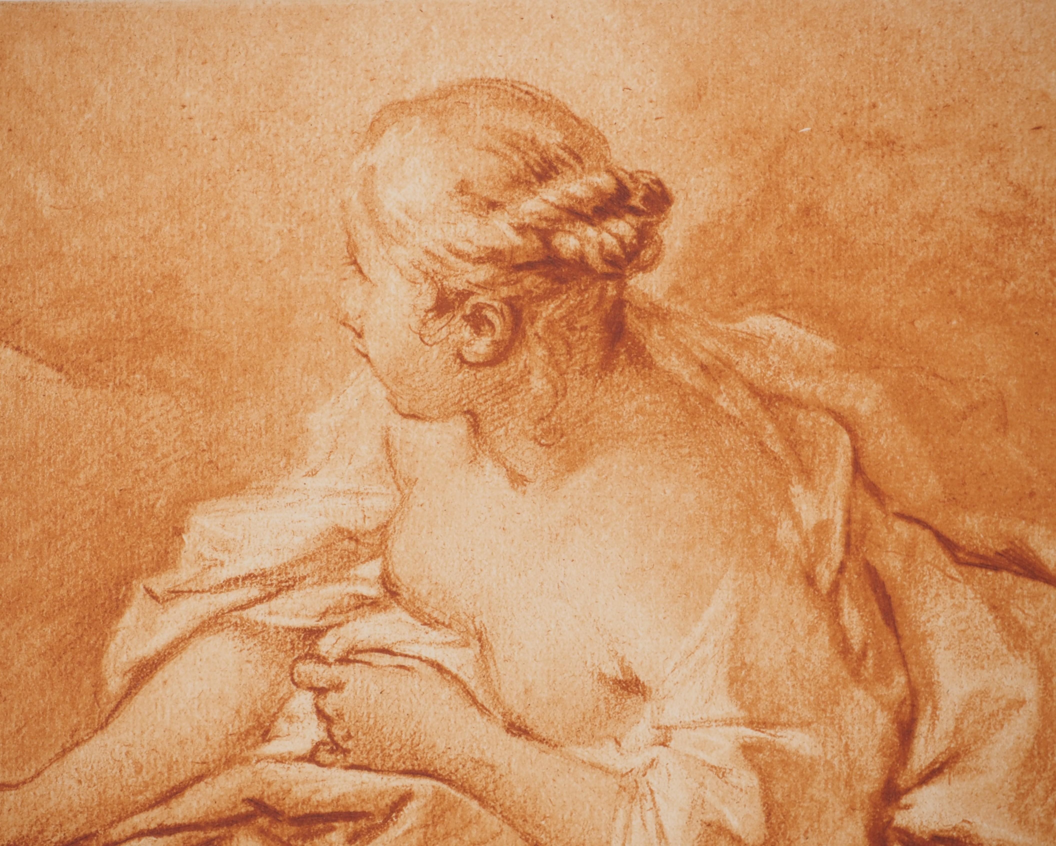 Peaceful Maternity : the Sleeping Baby - Etching - Mannerist Print by François Boucher