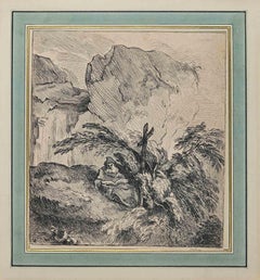Reading Loner - Original Etching on Paper after F. Boucher - 1726