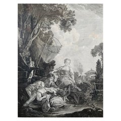 Francois Boucher "Il piacere della pesca" Incisione del XVIII secolo