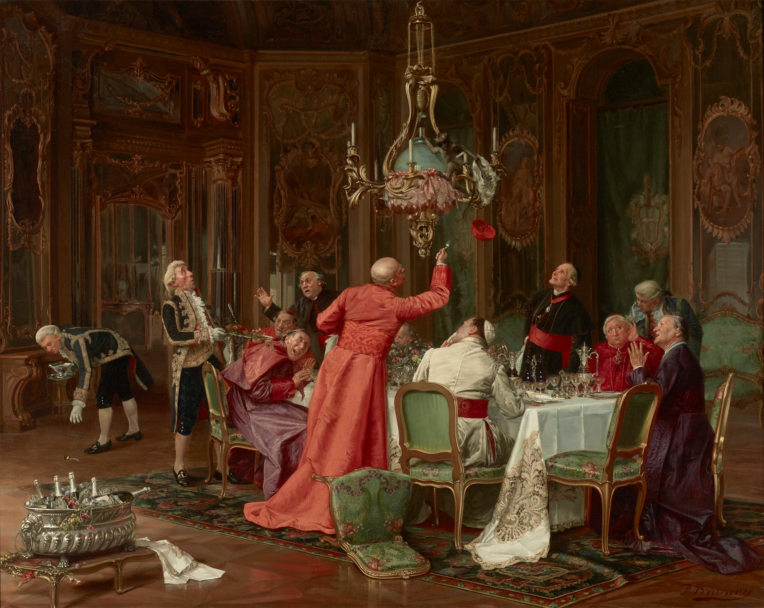 Francois Brunery Interior Painting - His Eminence's Monkey
