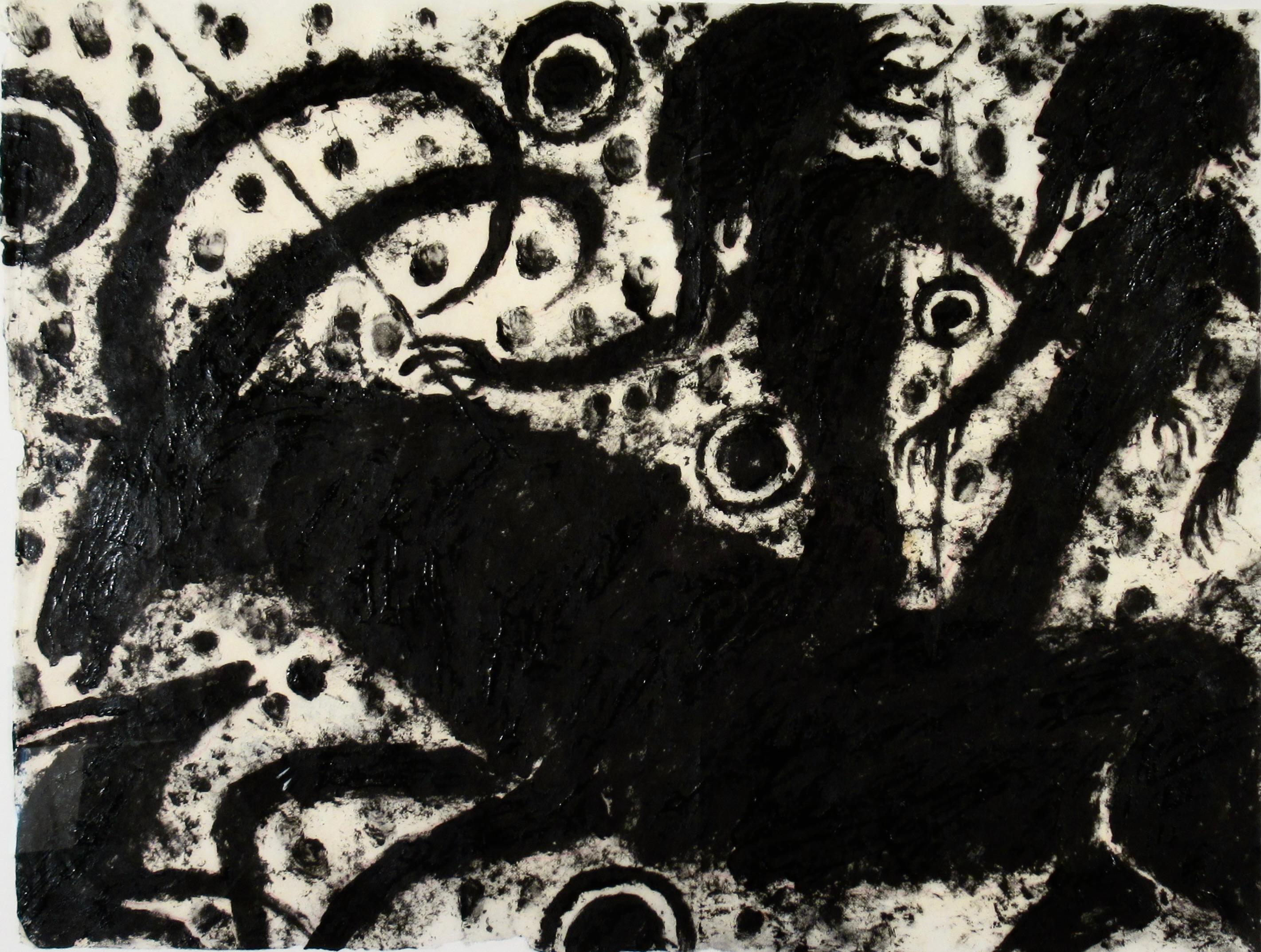 Two Ryders 0n an Antelope - Modern Mixed Media Art by Francois burland