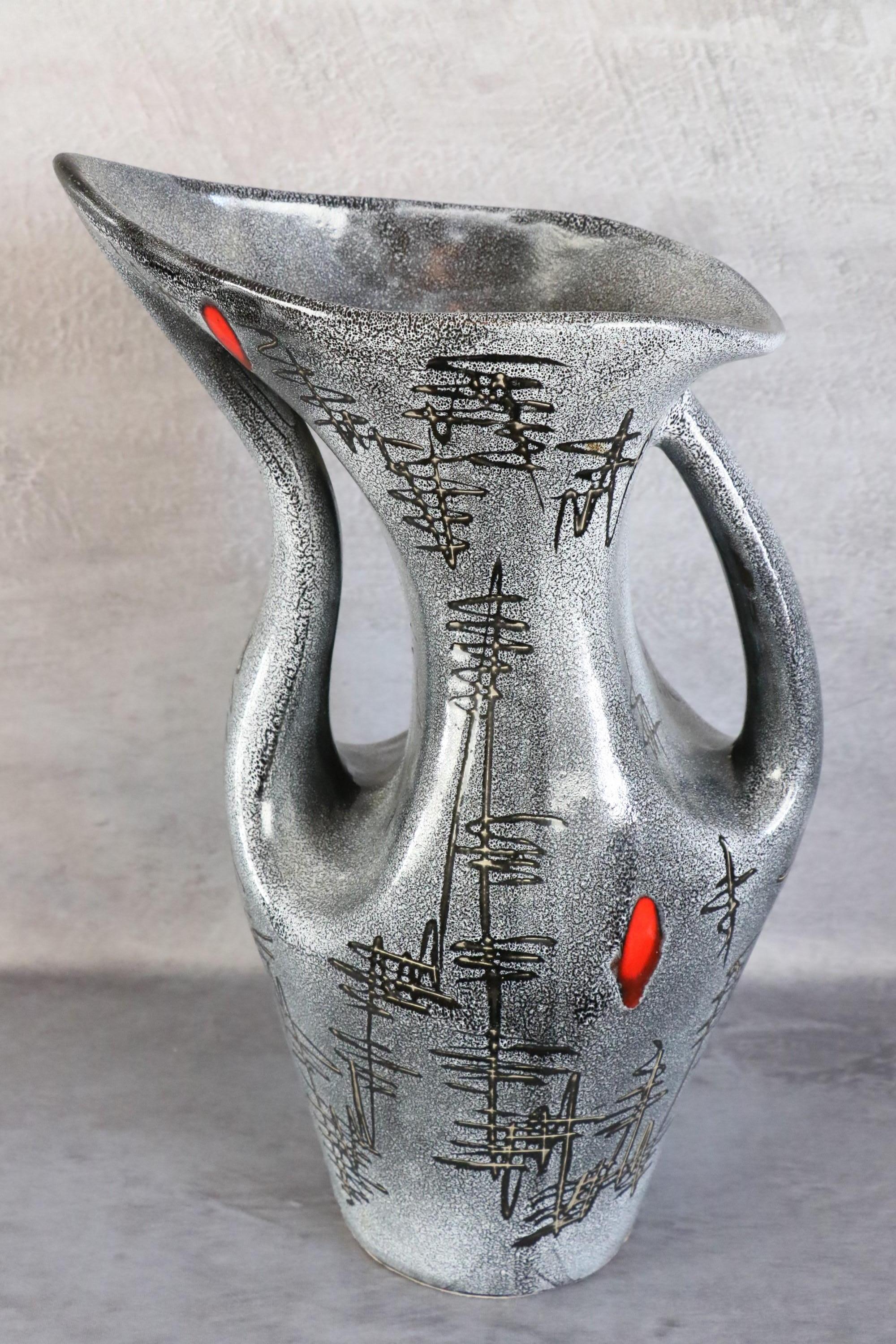 François Caleca Mid-Century Modern very large Ceramic Vase 1960s Era Capron Blin For Sale 7