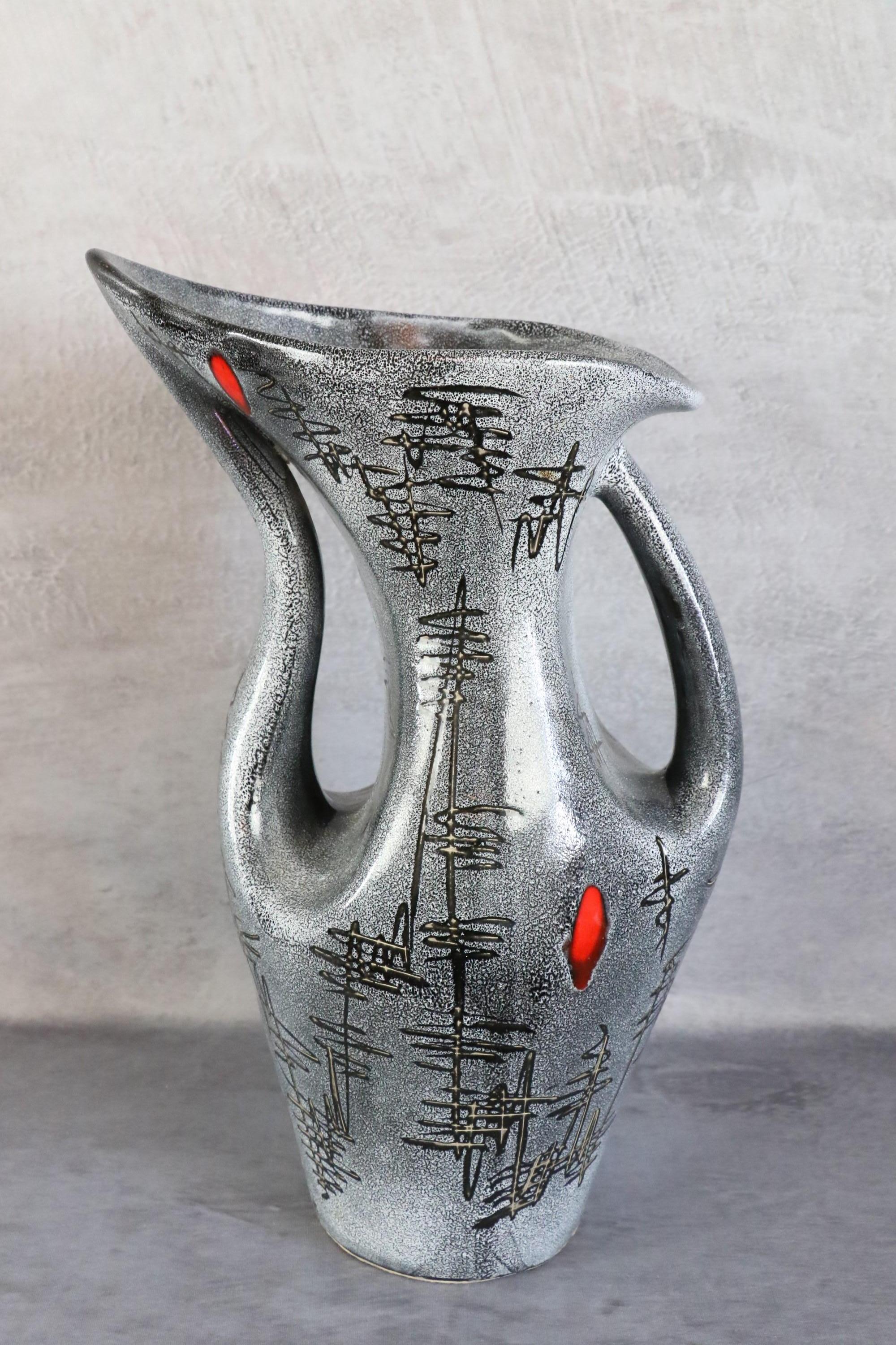 François Caleca Mid-Century Modern very large Ceramic Vase 1960s Era Capron Blin For Sale 8