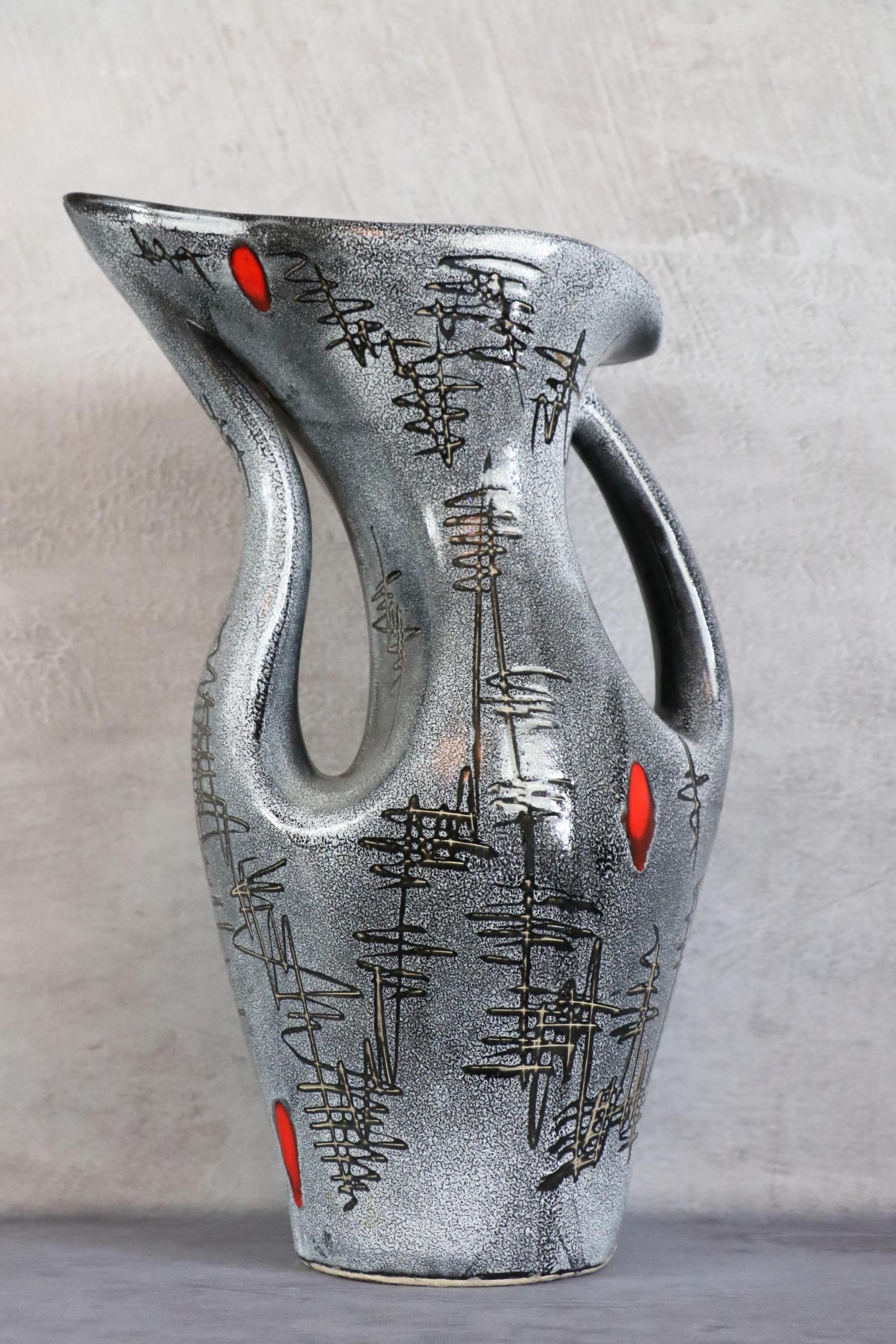 French François Caleca Mid-Century Modern very large Ceramic Vase 1960s Era Capron Blin For Sale