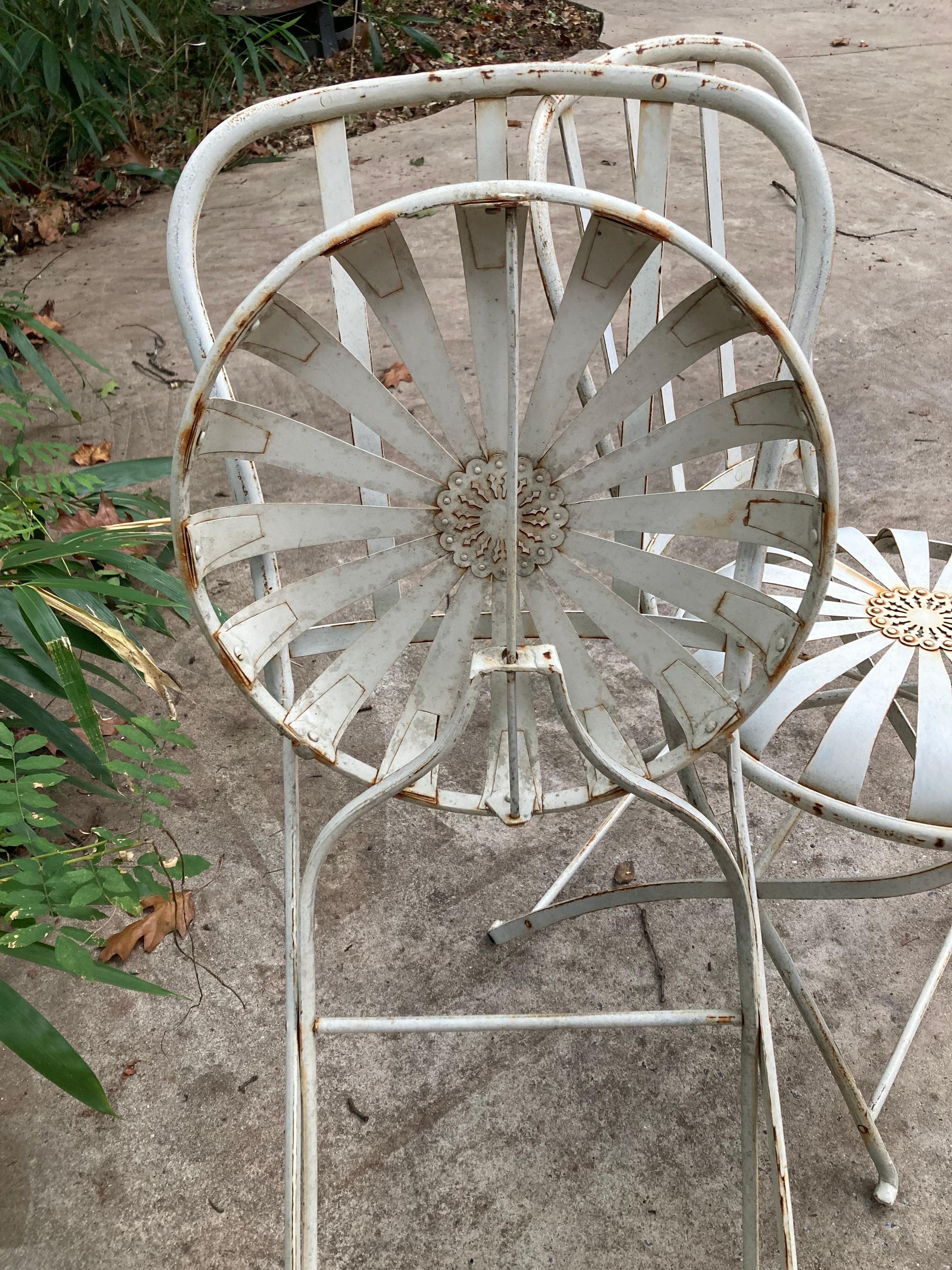 francois carre antique folding cafe chairs - a pair For Sale 1