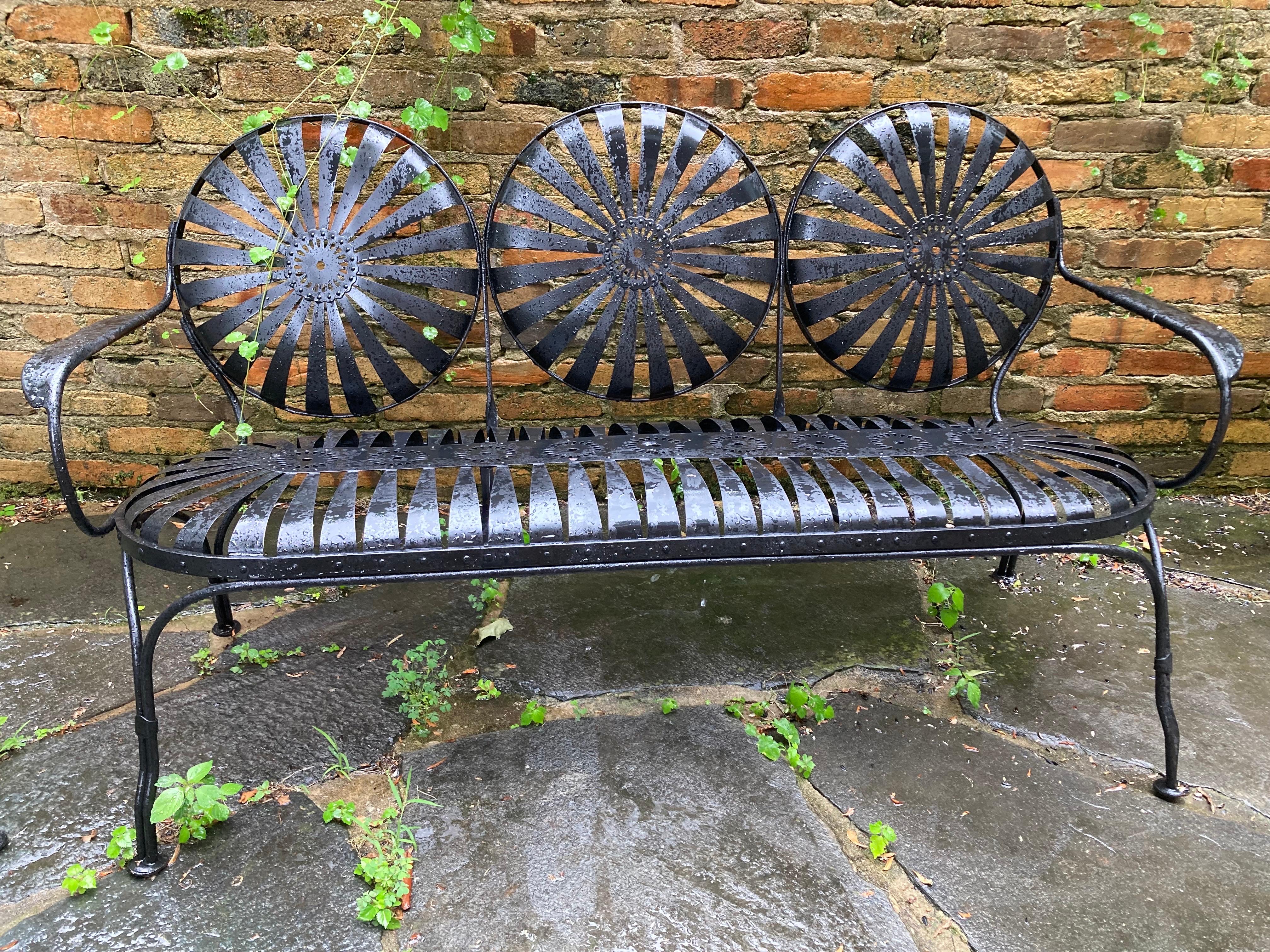 French francois carre antique garden bench For Sale