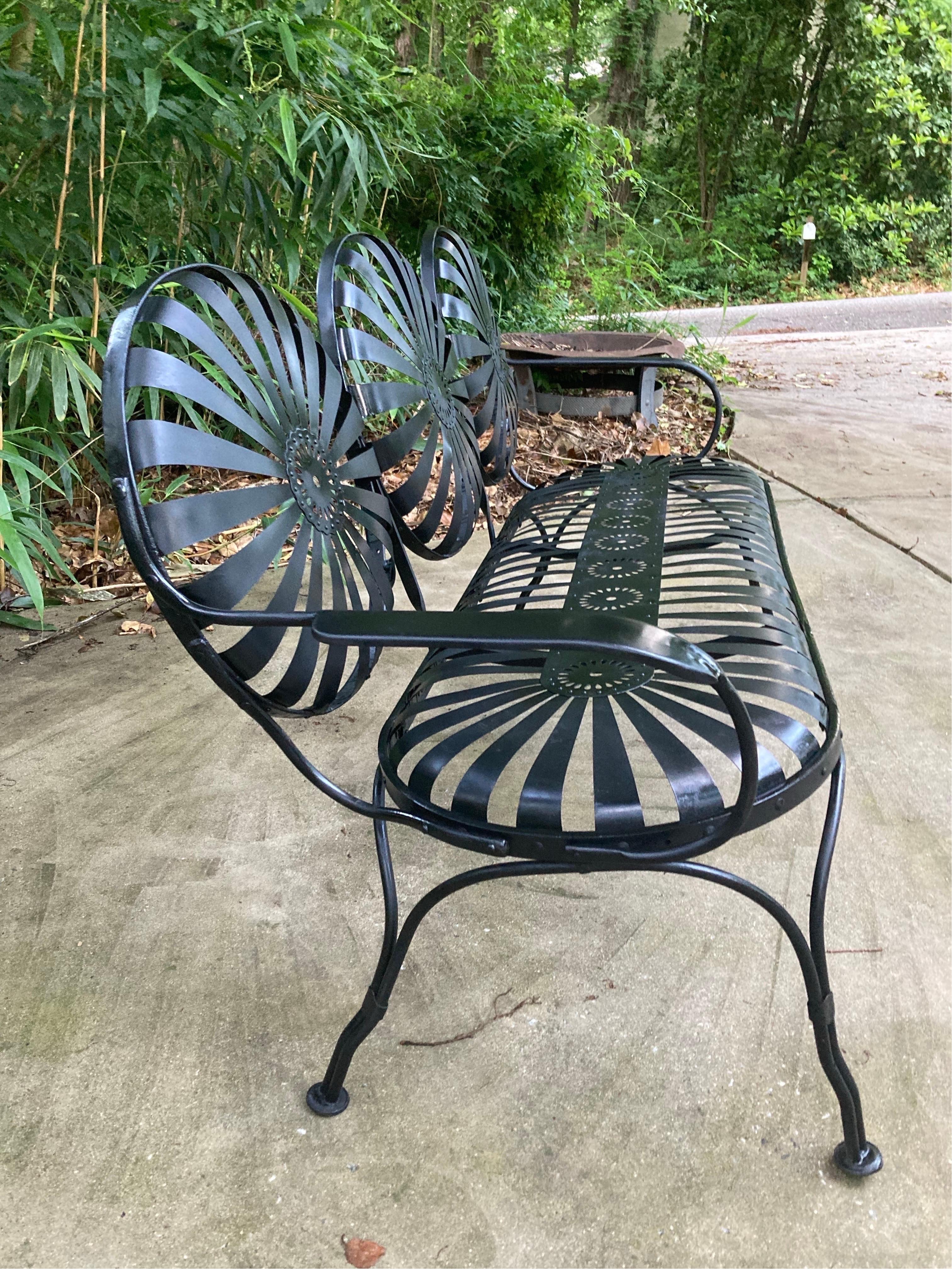 Steel francois carre antique garden bench For Sale