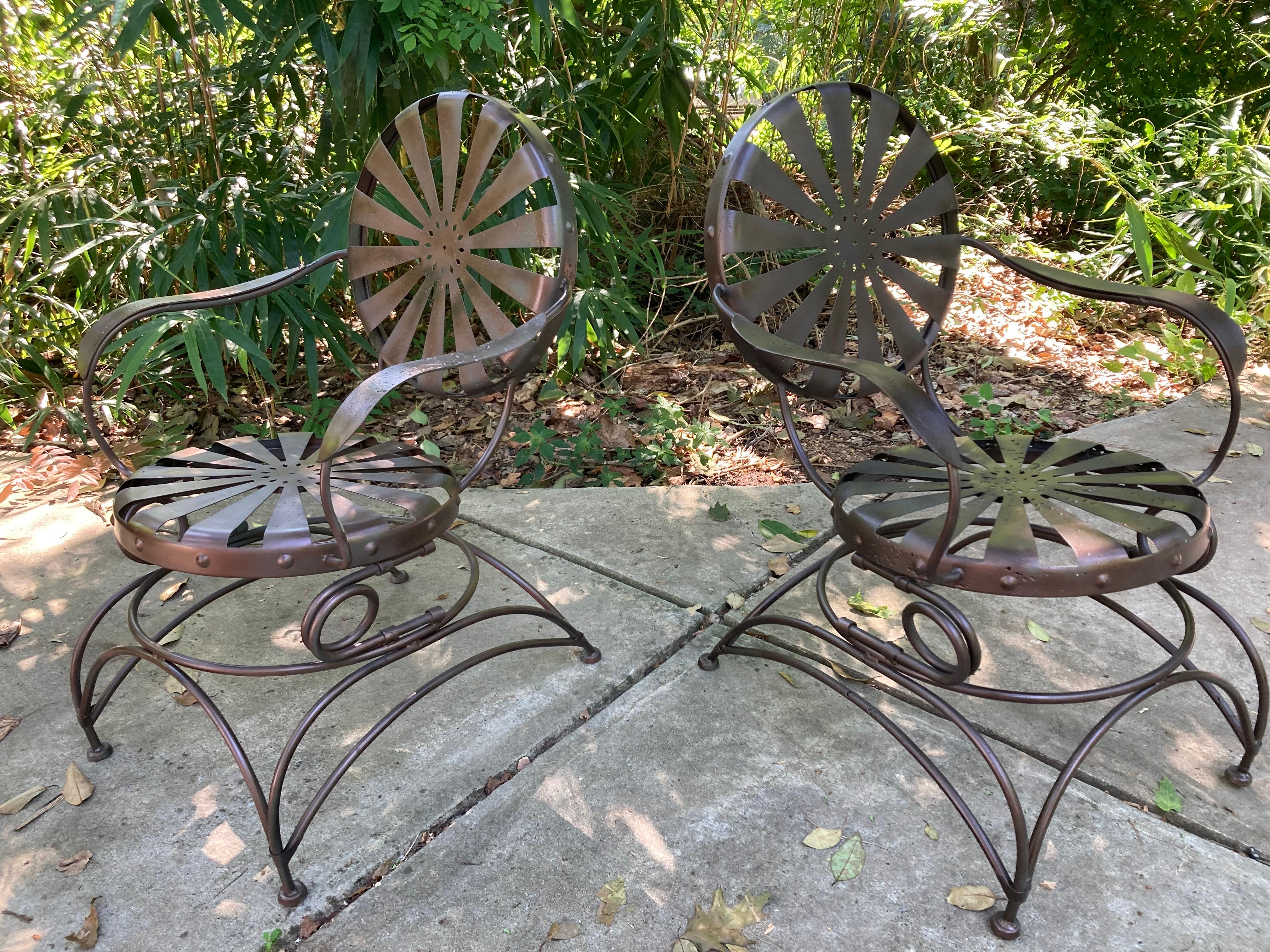francois carre antique porch rockers In Distressed Condition For Sale In Athens, GA