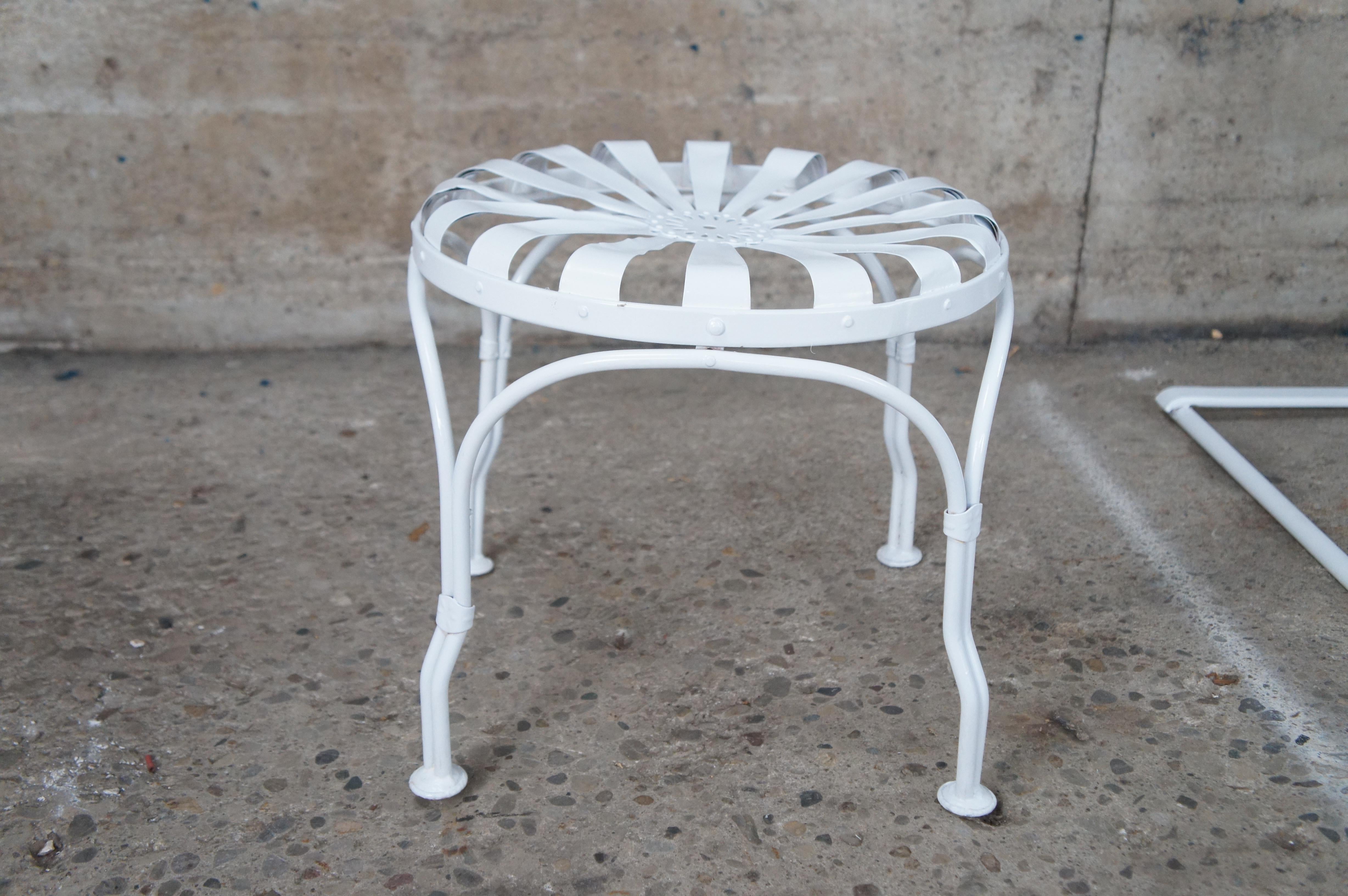 Francois Carré Art Deco White Sunburst Cantilever Patio Arm Chair & Ottoman MCM For Sale 4