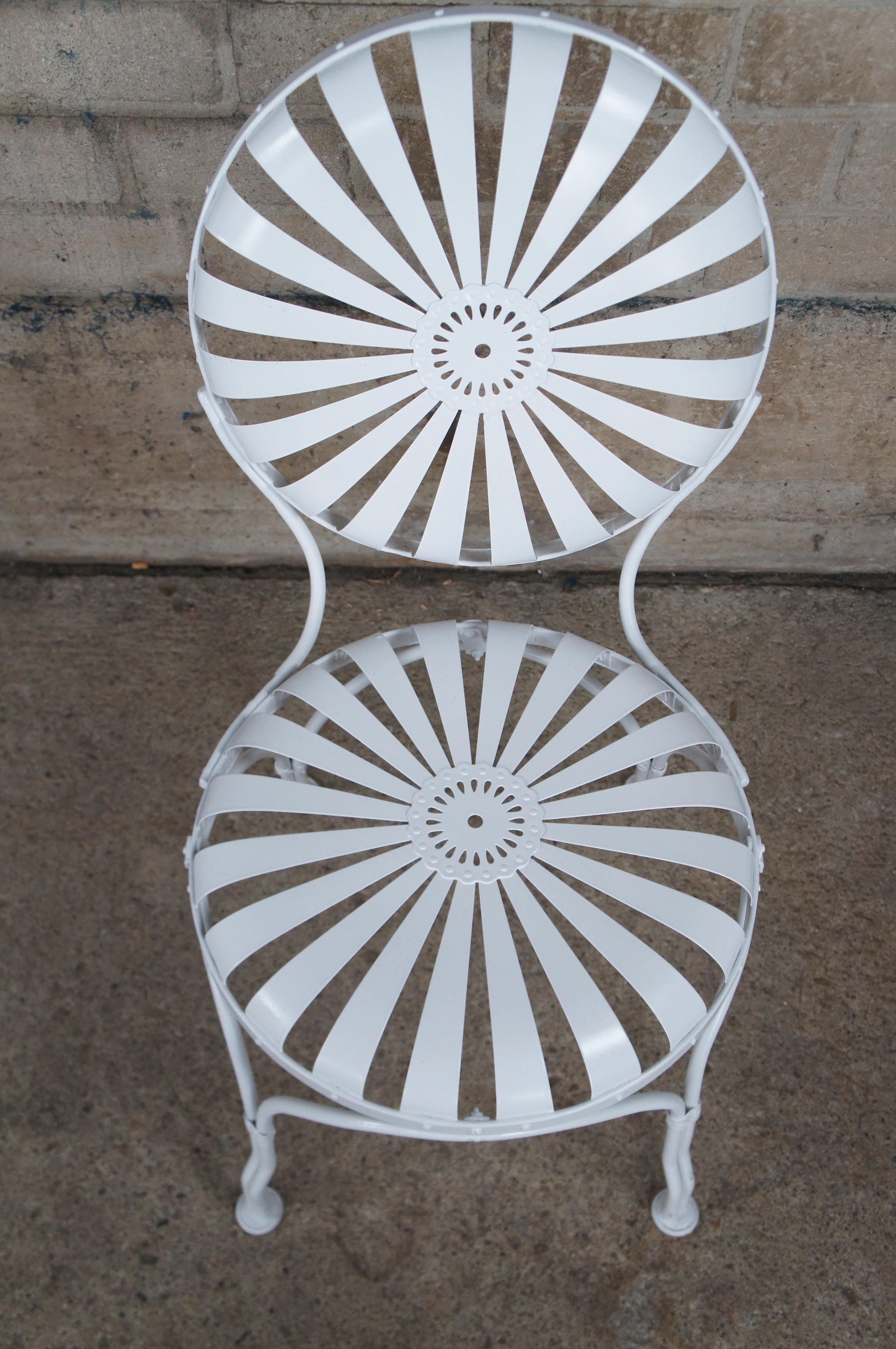 Francois Carré Art Deco White Sunburst Patio Cafe Spring Chair & Table Set MCM 1
