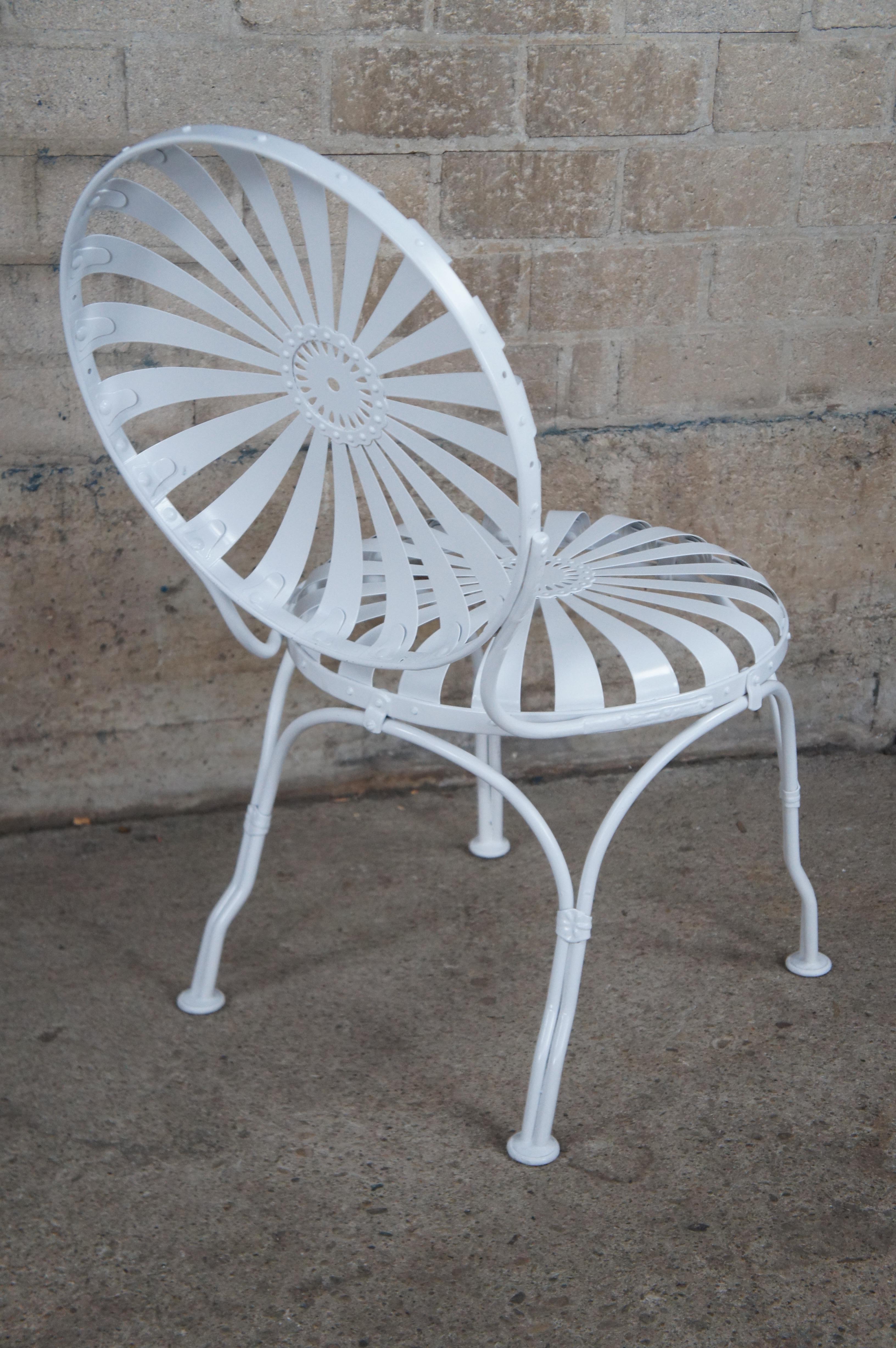 Francois Carré Art Deco White Sunburst Patio Cafe Spring Chair & Table Set MCM 2