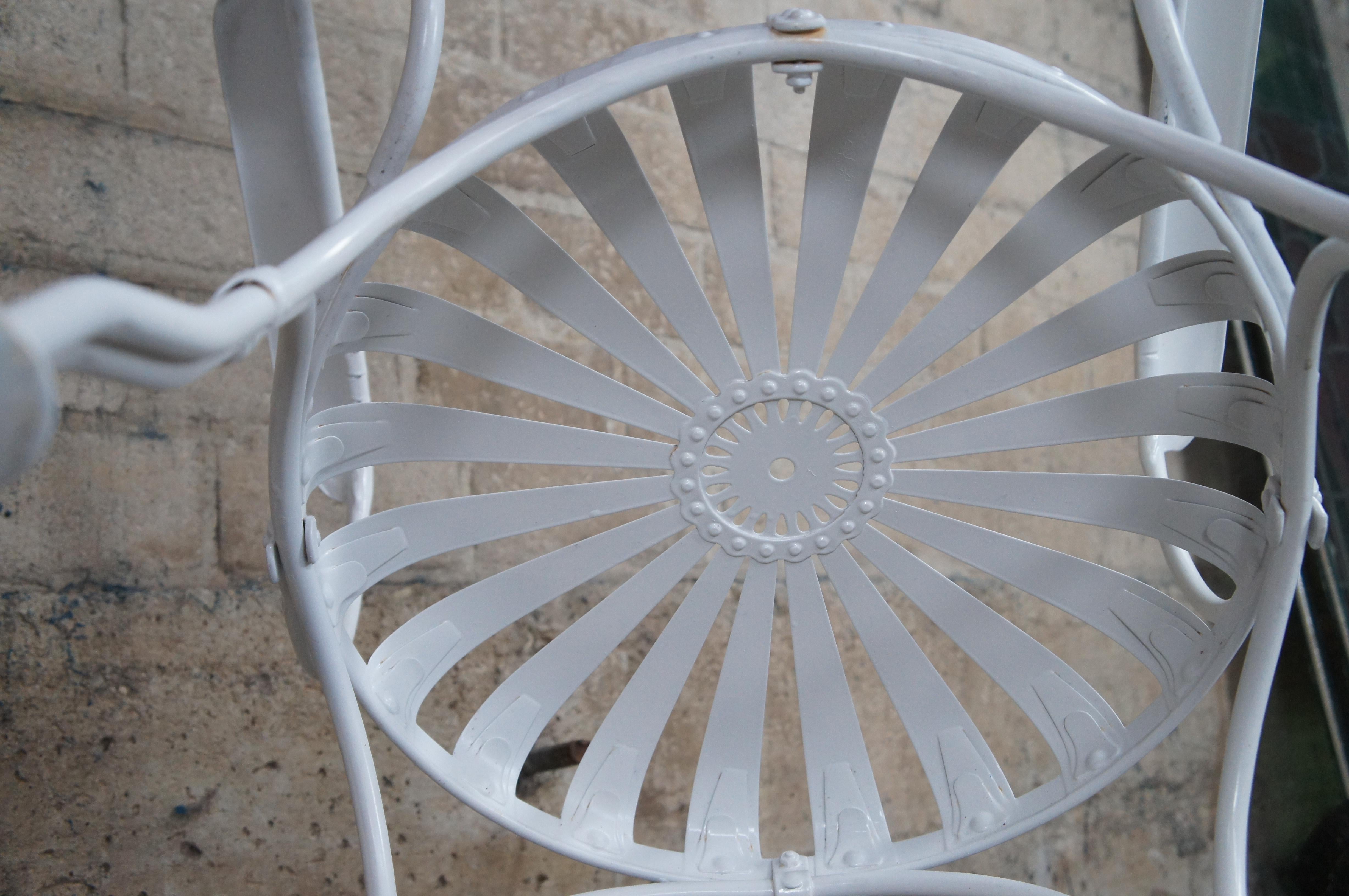 Francois Carré Art Deco White Sunburst Patio Cafe Spring Chair & Table Set MCM 3