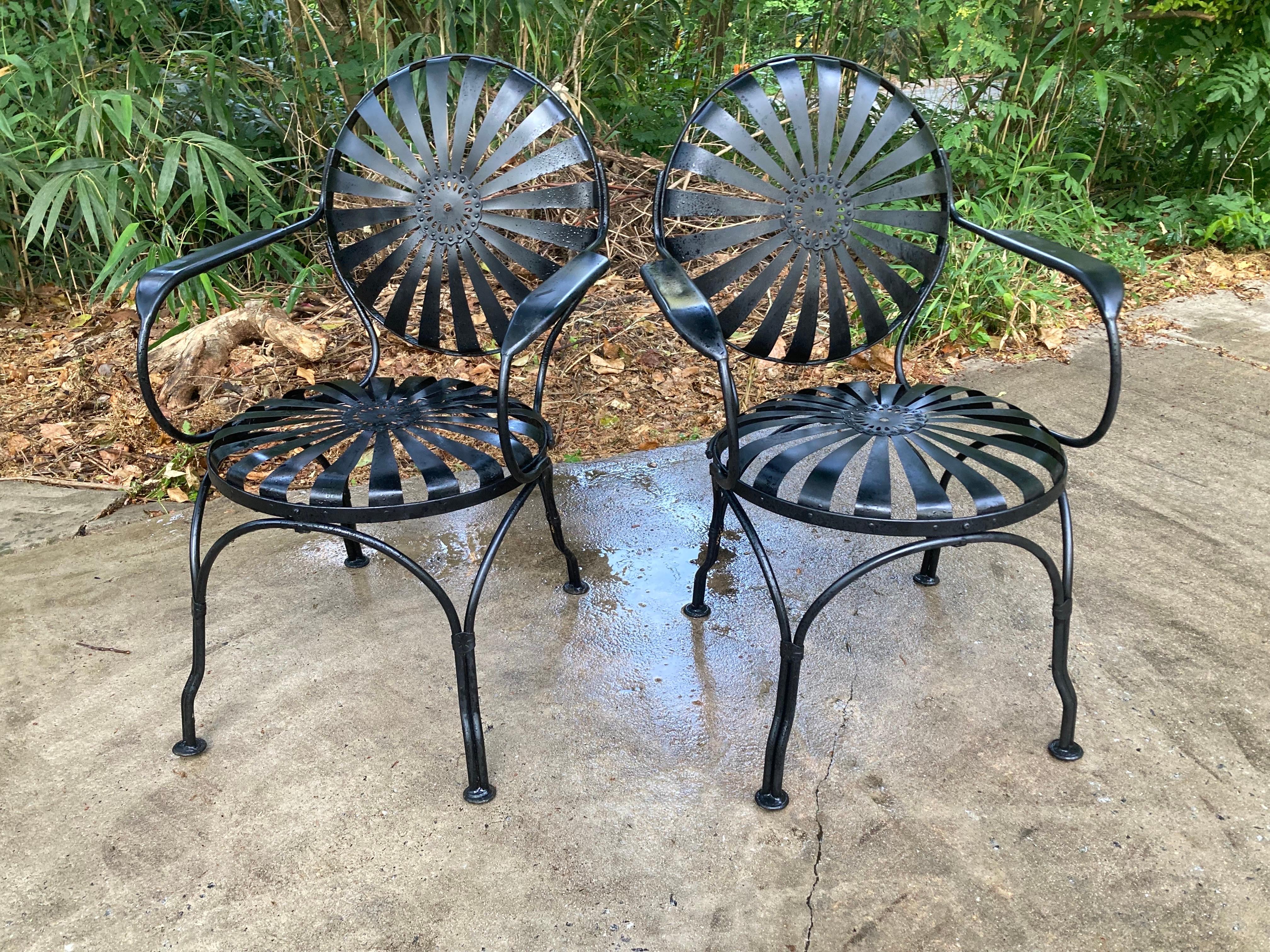 Francois Carre Black Garden Chairs - set of 4 In Good Condition For Sale In Athens, GA