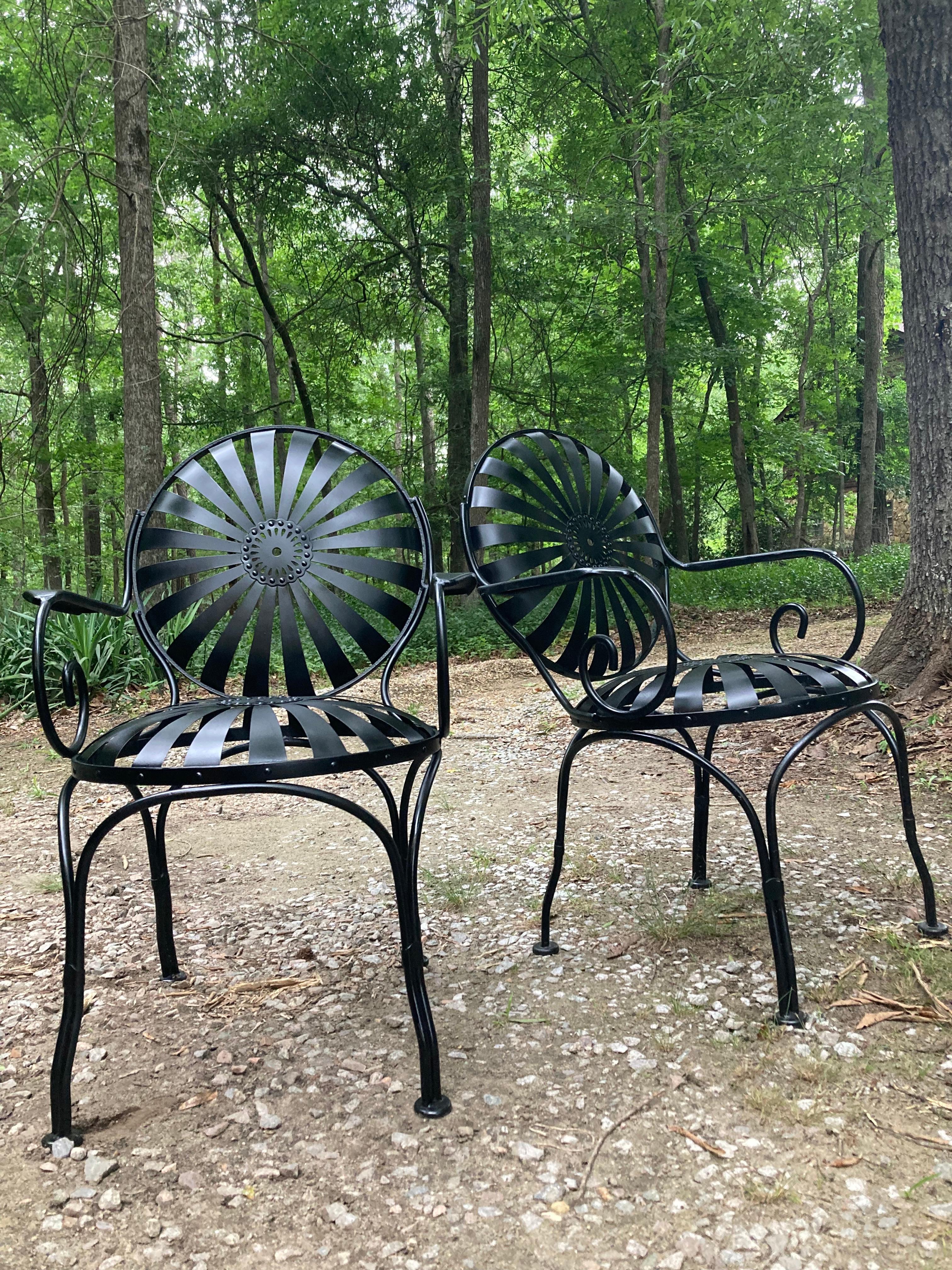 Francois Carre Black Garden Chairs - set of 4 In Good Condition For Sale In Athens, GA