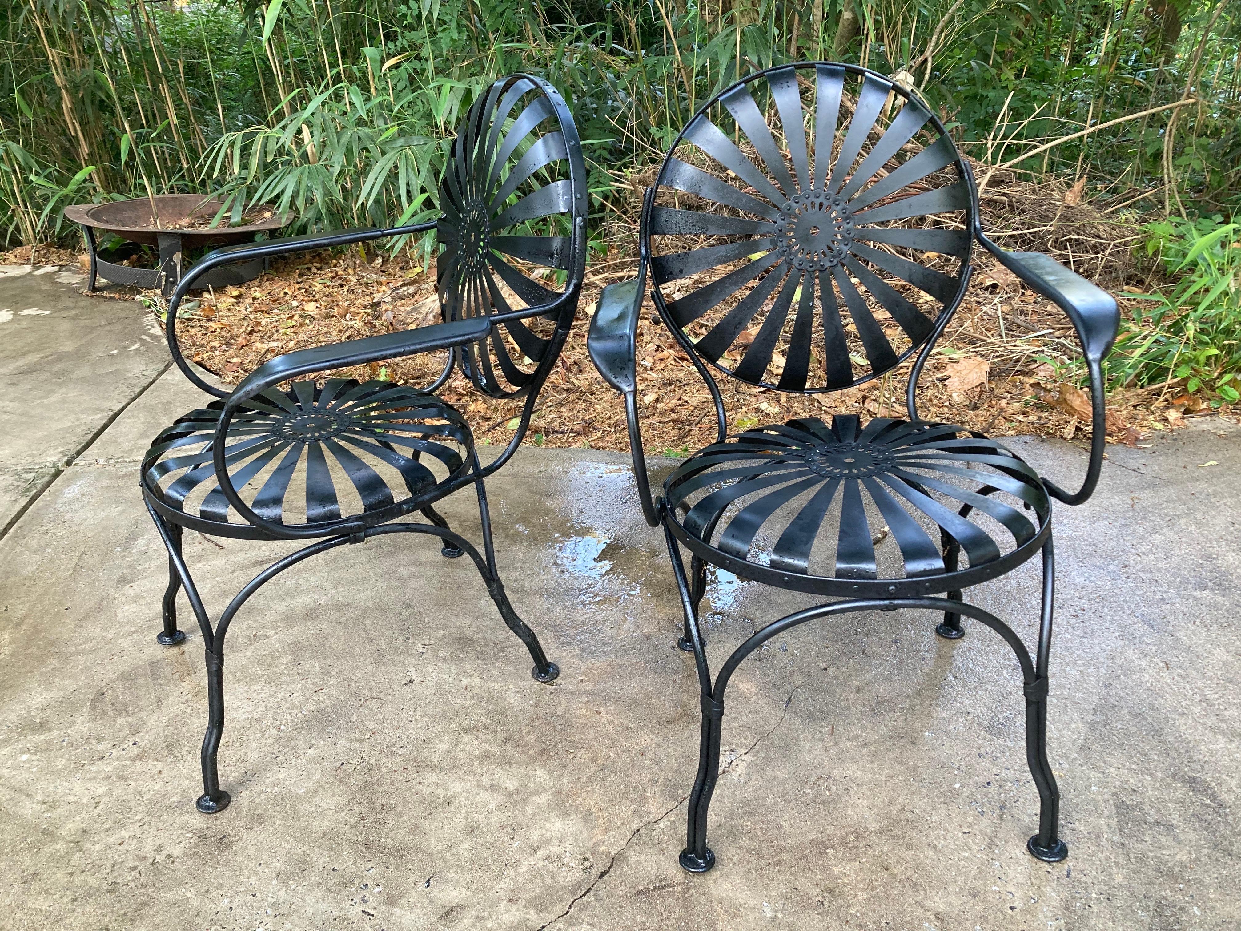 20th Century Francois Carre Black Garden Chairs - set of 4 For Sale