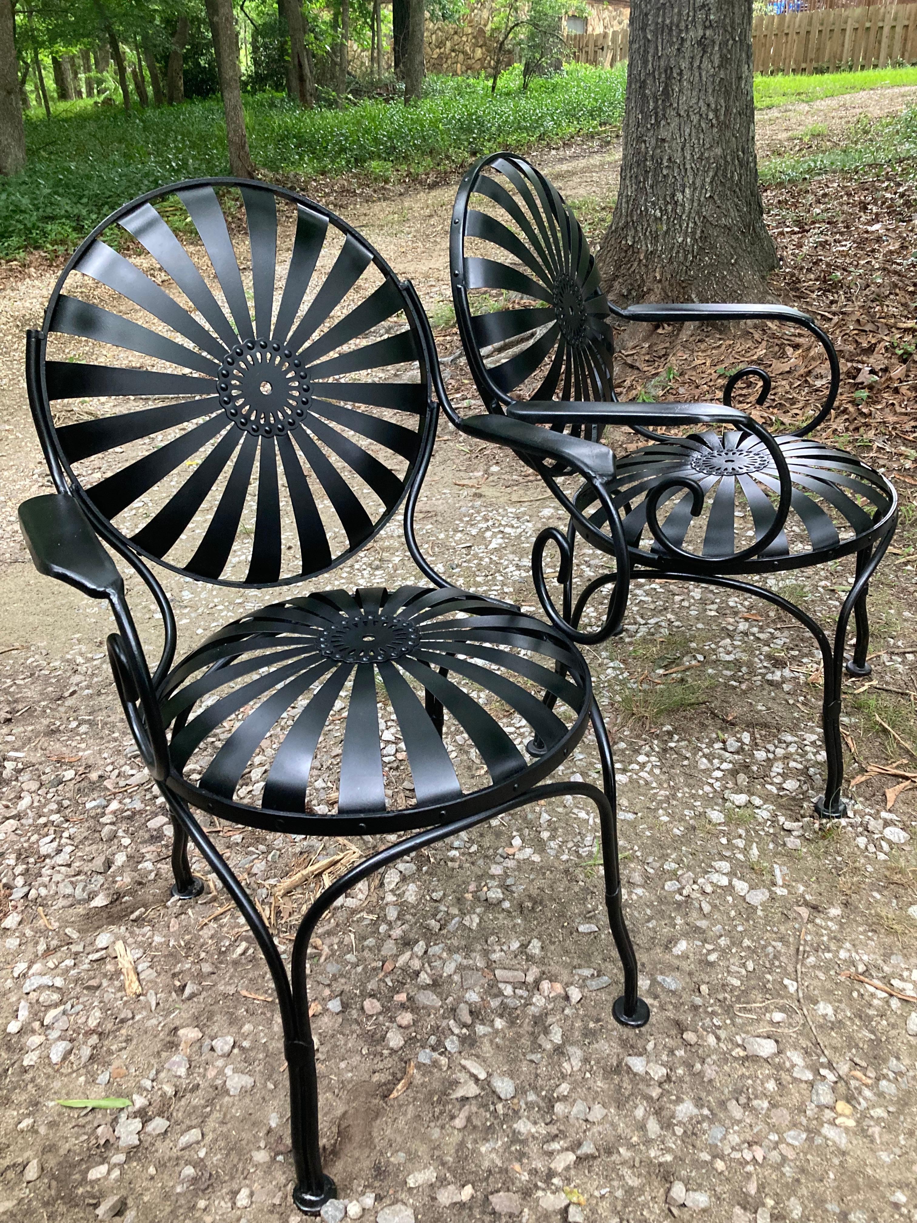 20th Century Francois Carre Black Garden Chairs - set of 4 For Sale