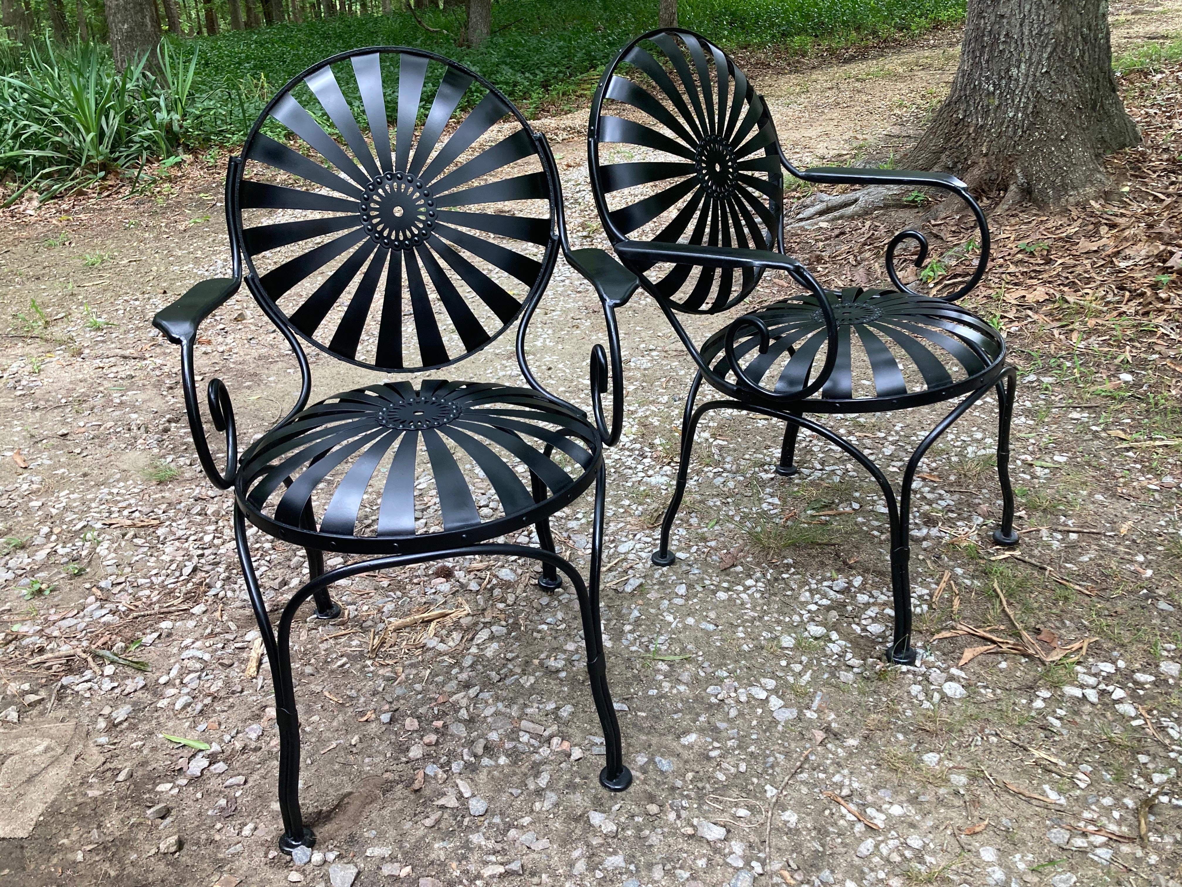 Steel Francois Carre Black Garden Chairs - set of 4 For Sale