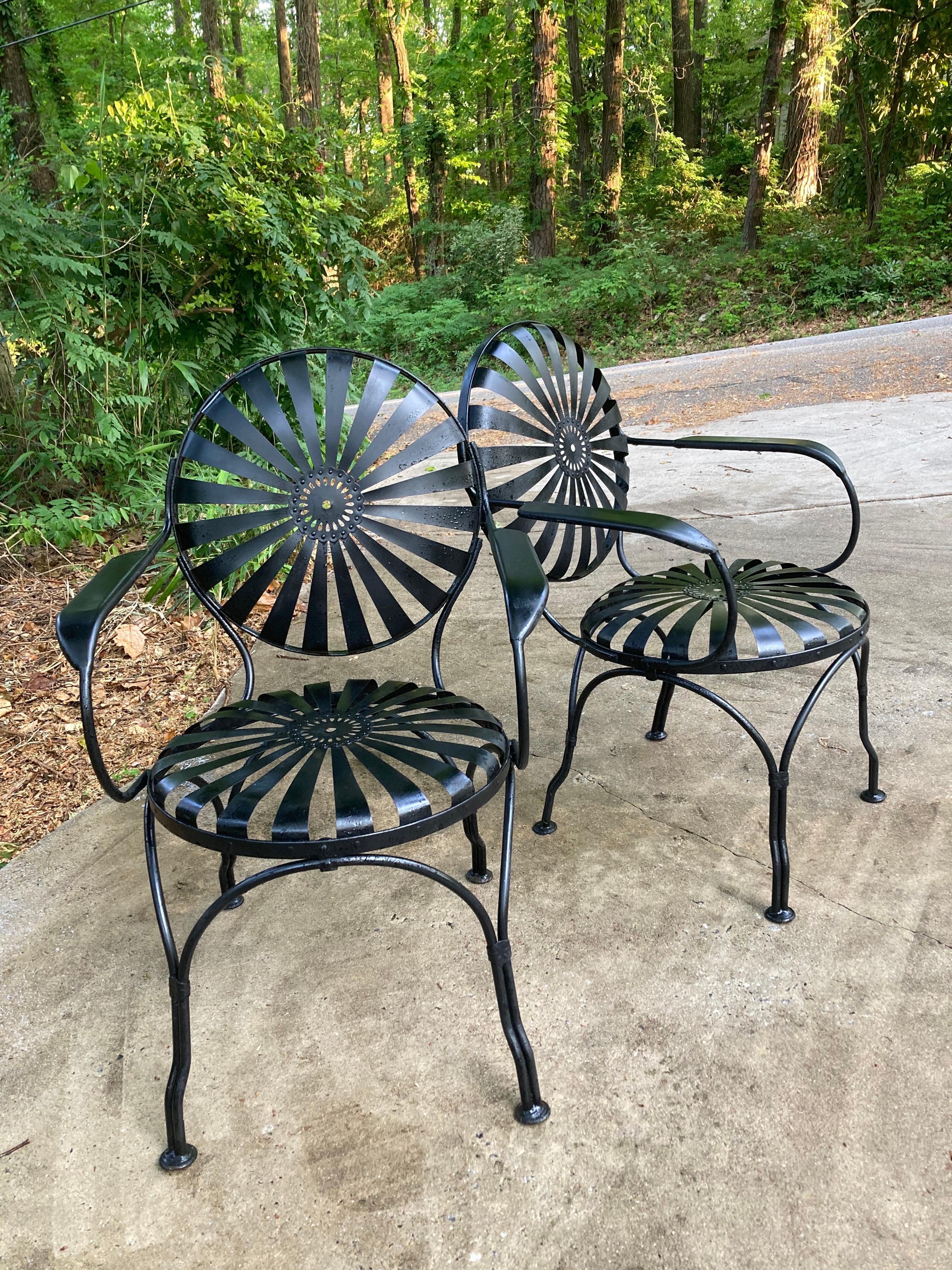 Francois Carre Black Garden Chairs - set of 4 For Sale 1