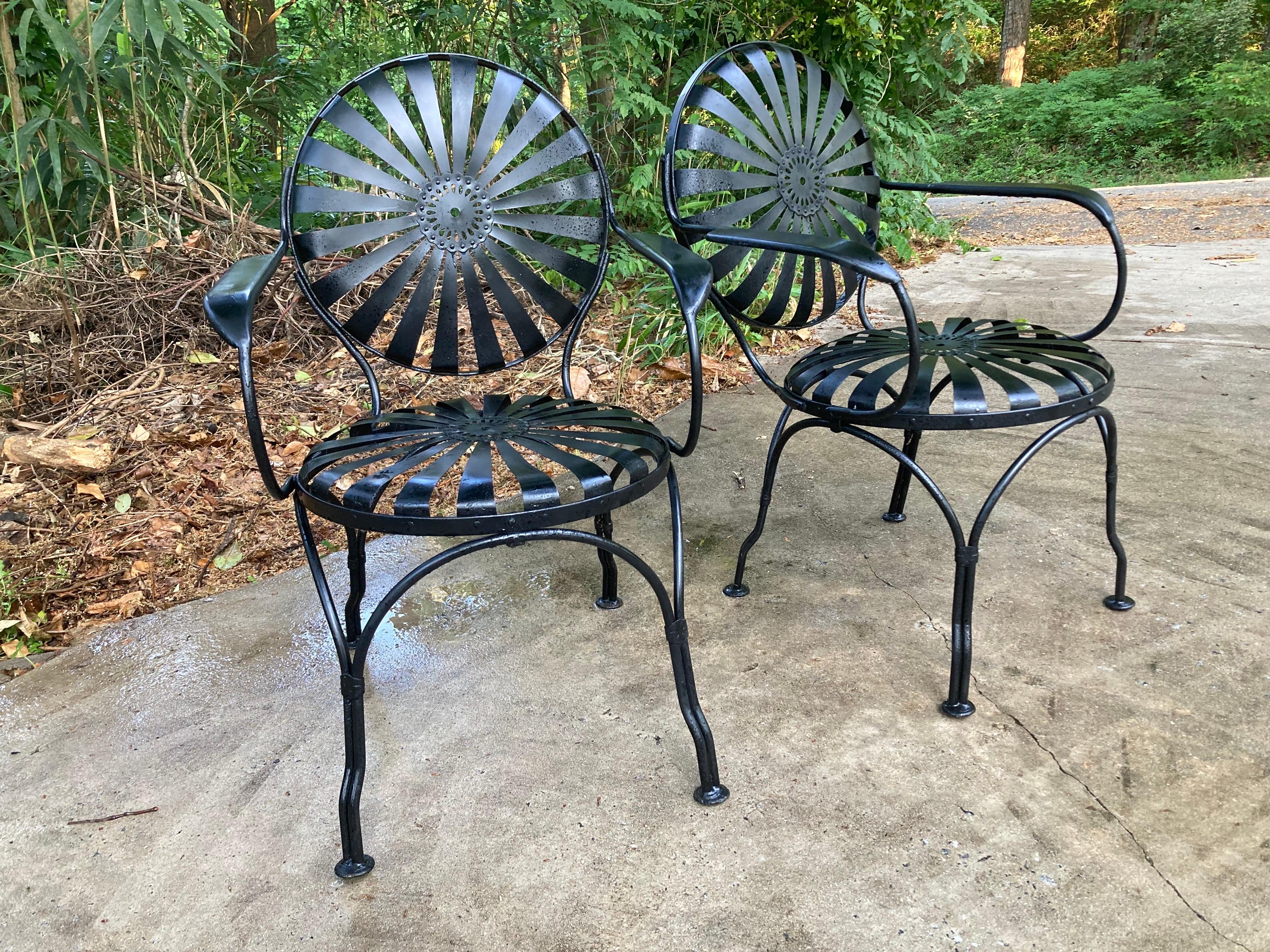 Francois Carre Black Garden Chairs - set of 4 For Sale 2