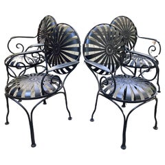 Vintage Francois Carre Black Garden Chairs - set of 4