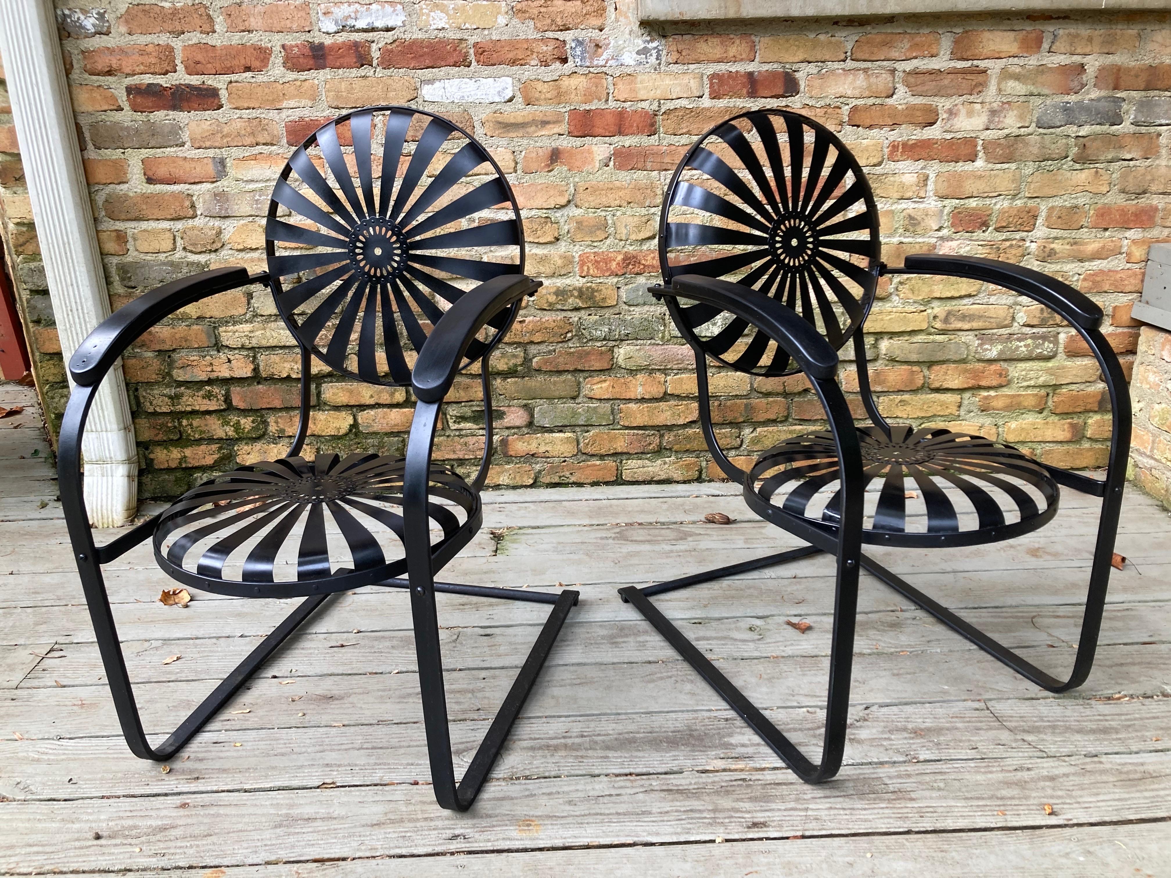 Mid-Century Modern francois carre black porch rockers circa 1940 For Sale