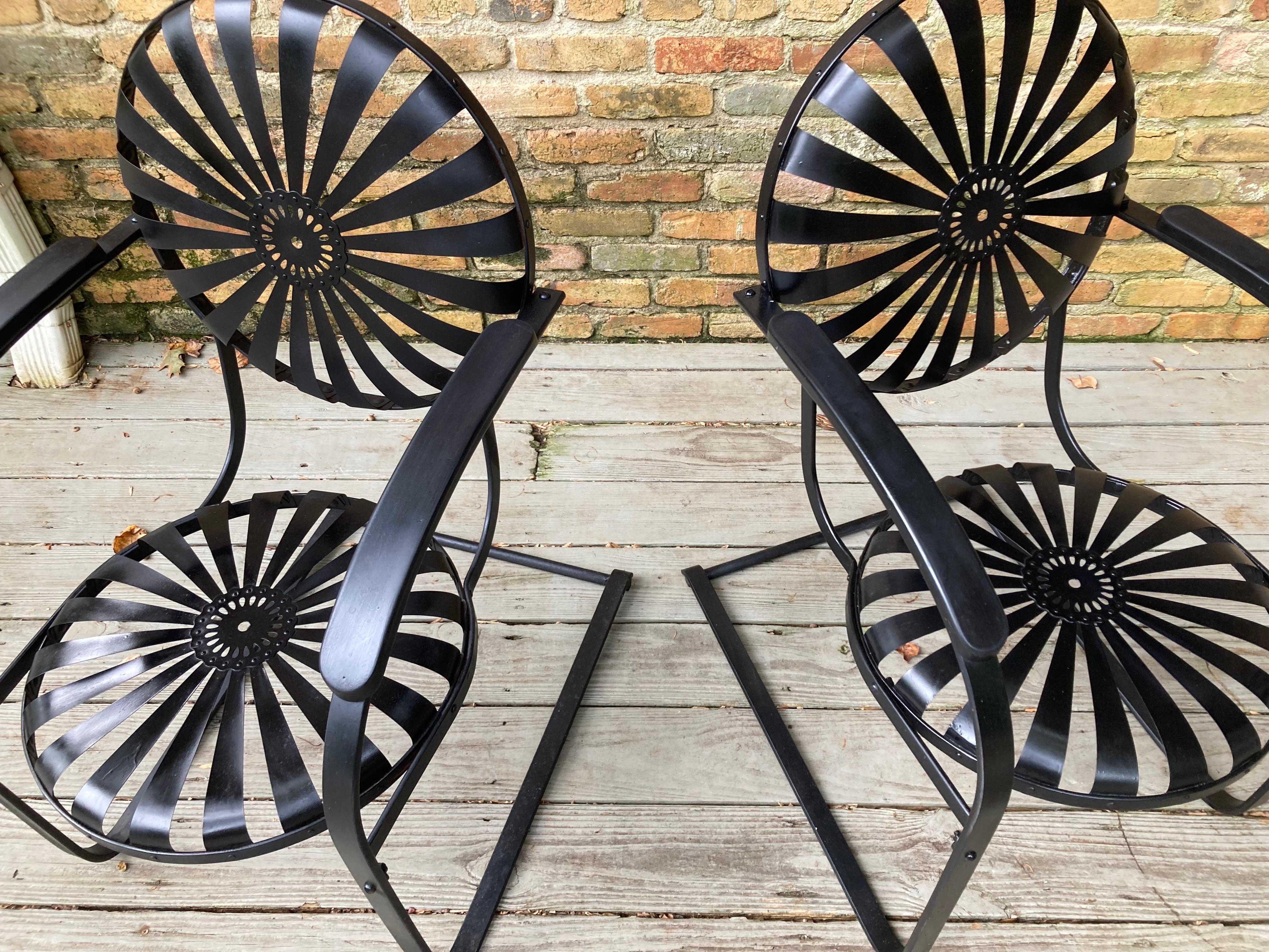 French francois carre black porch rockers circa 1940 For Sale