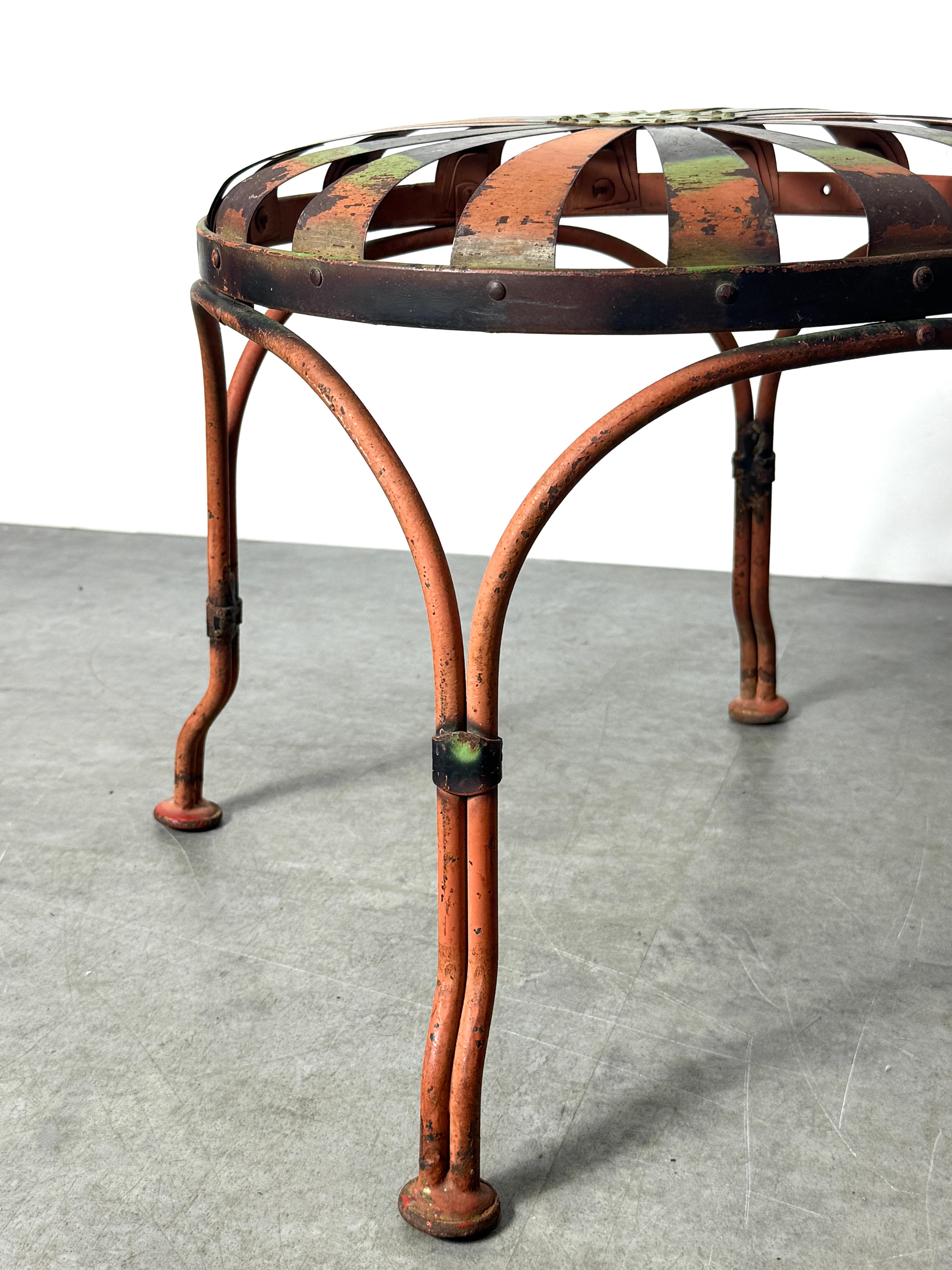 Francois Carre Deauville Art Deco Sunburst Garden Stool Circa Early 1900's In Good Condition For Sale In Troy, MI