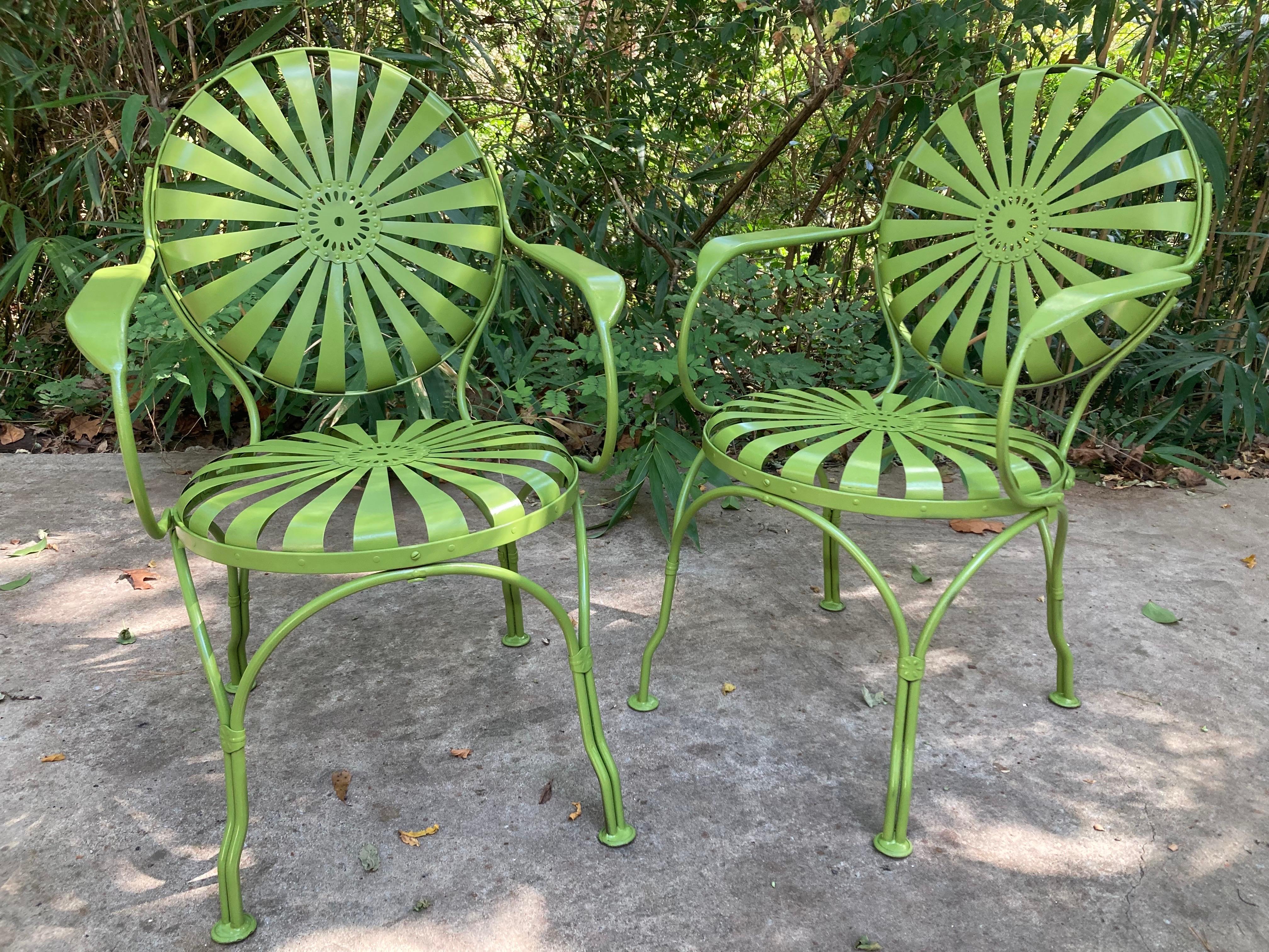 French francois carre eden green garden chairs  For Sale