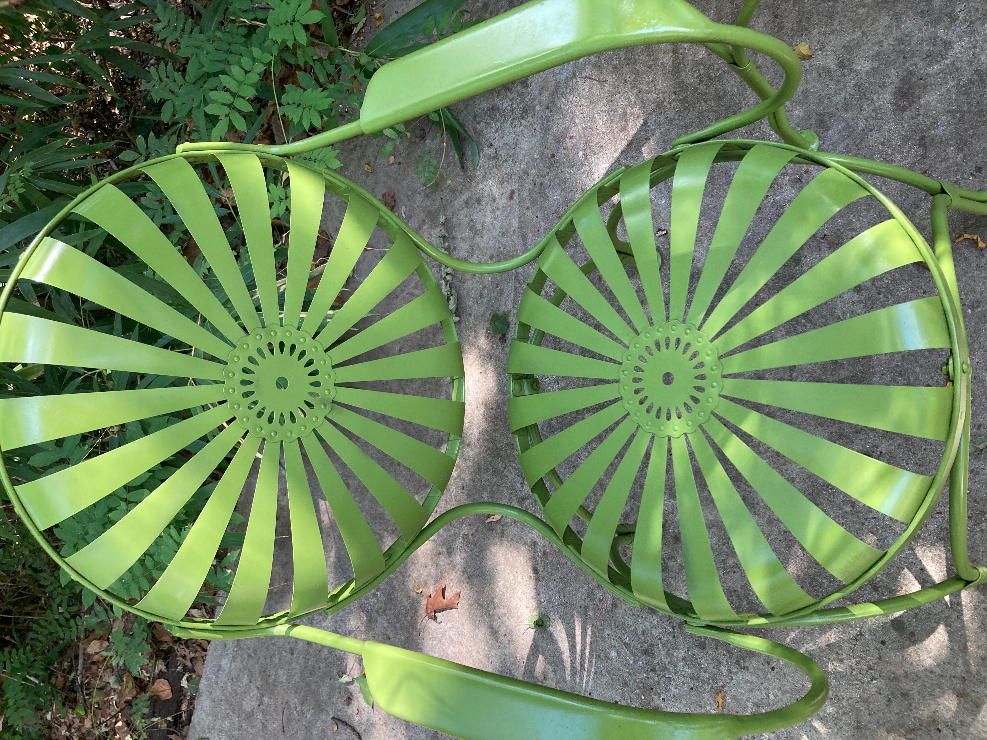20th Century francois carre eden green garden chairs  For Sale