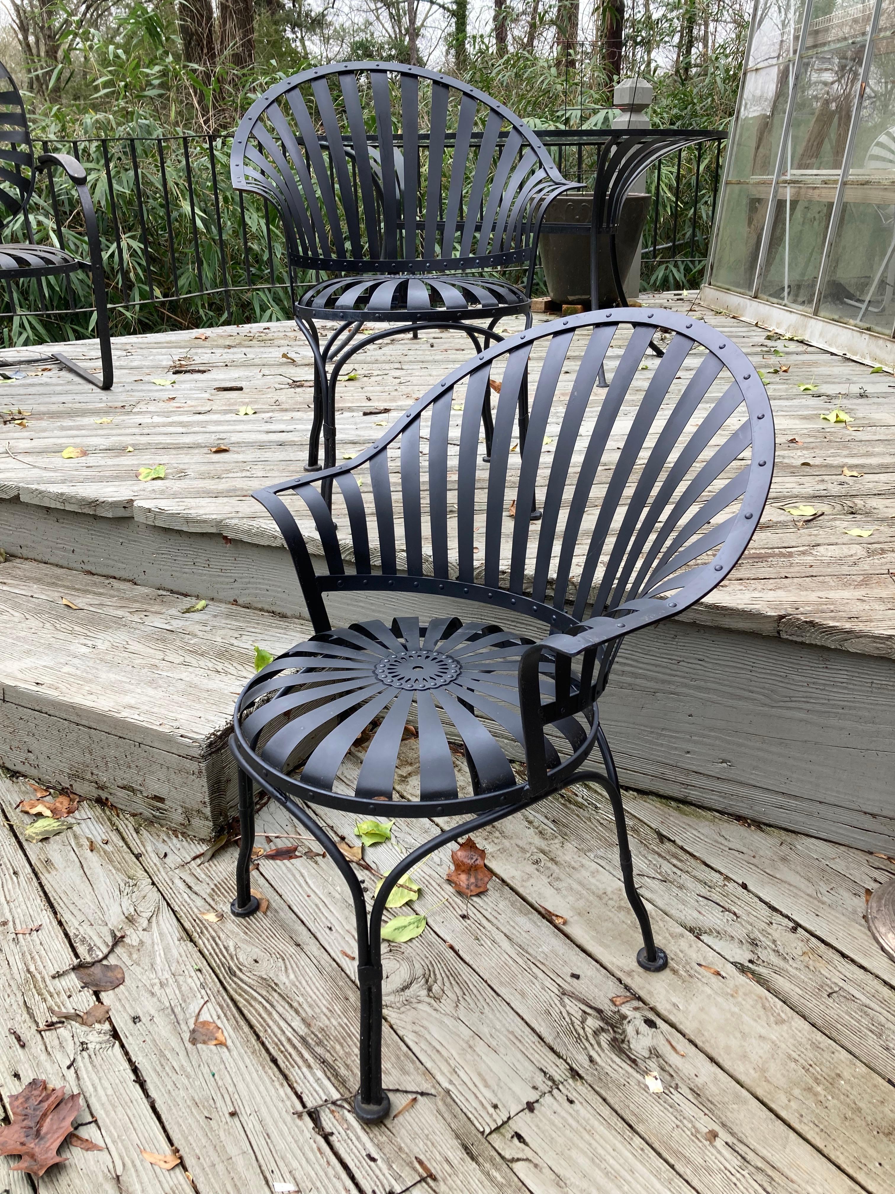 French francois carre fan-back garden chairs  For Sale