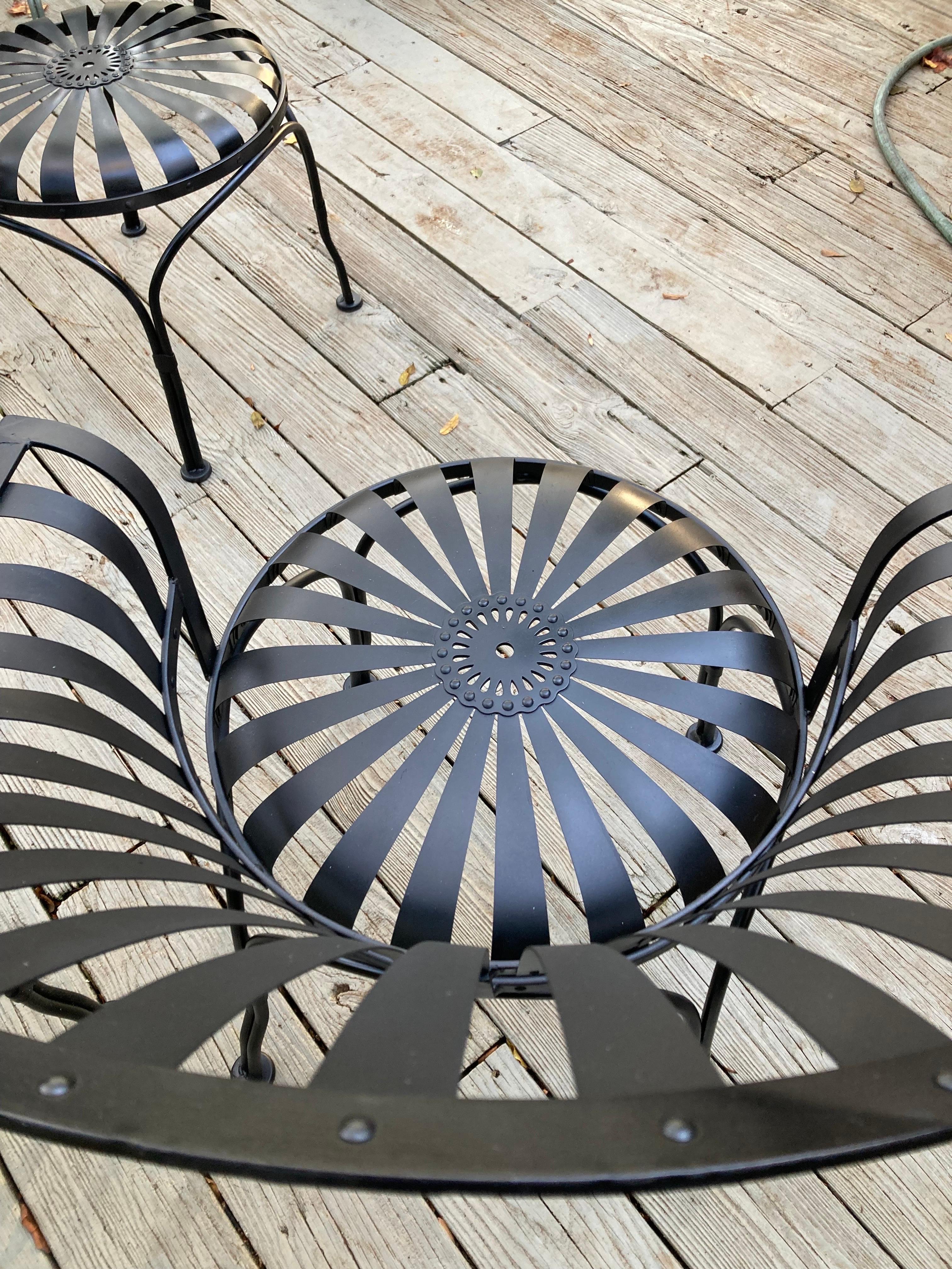 French Francois Carre Fan Back Garden Chairs - set of 4