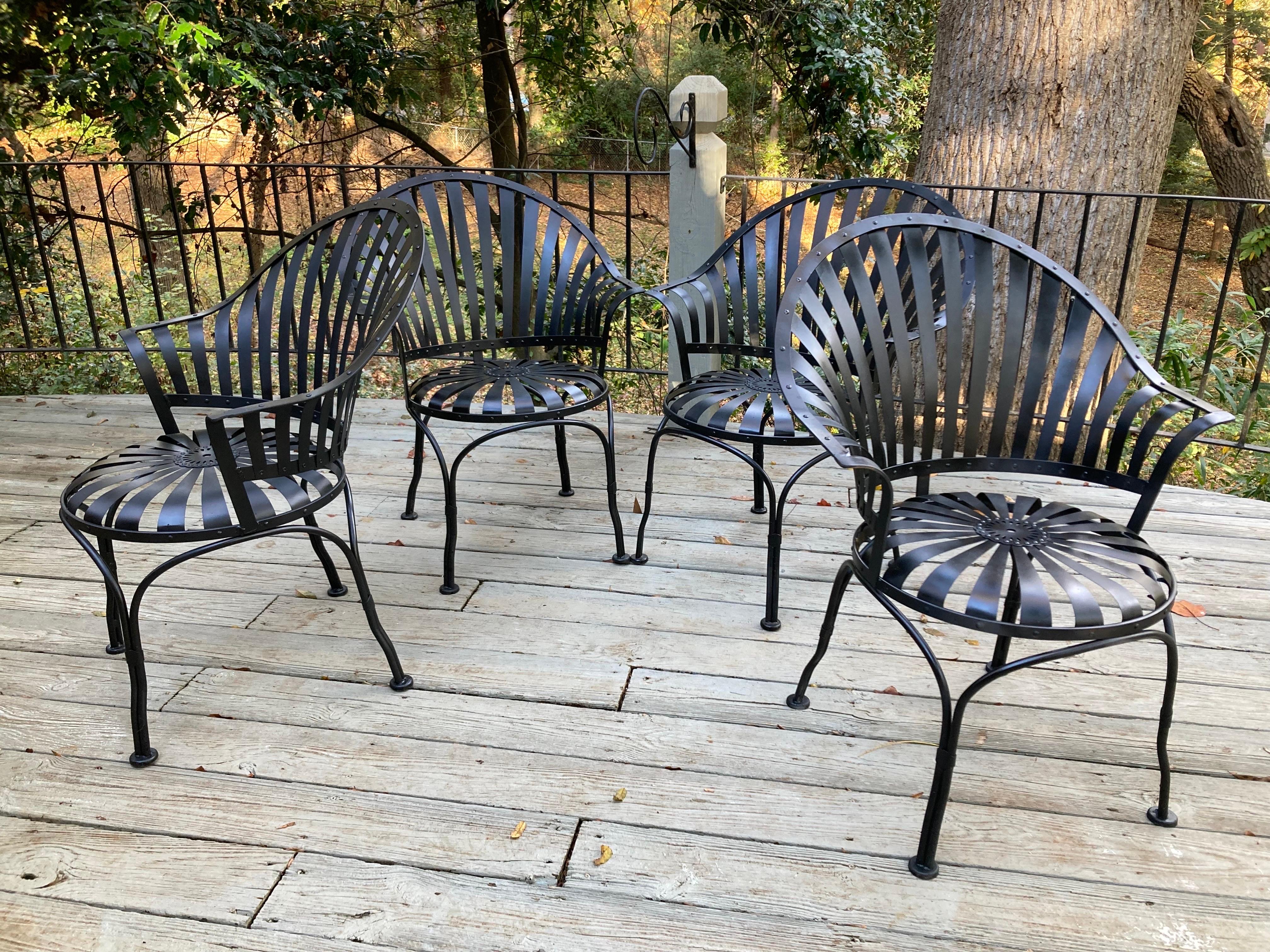 20th Century Francois Carre Fan Back Garden Chairs - set of 4