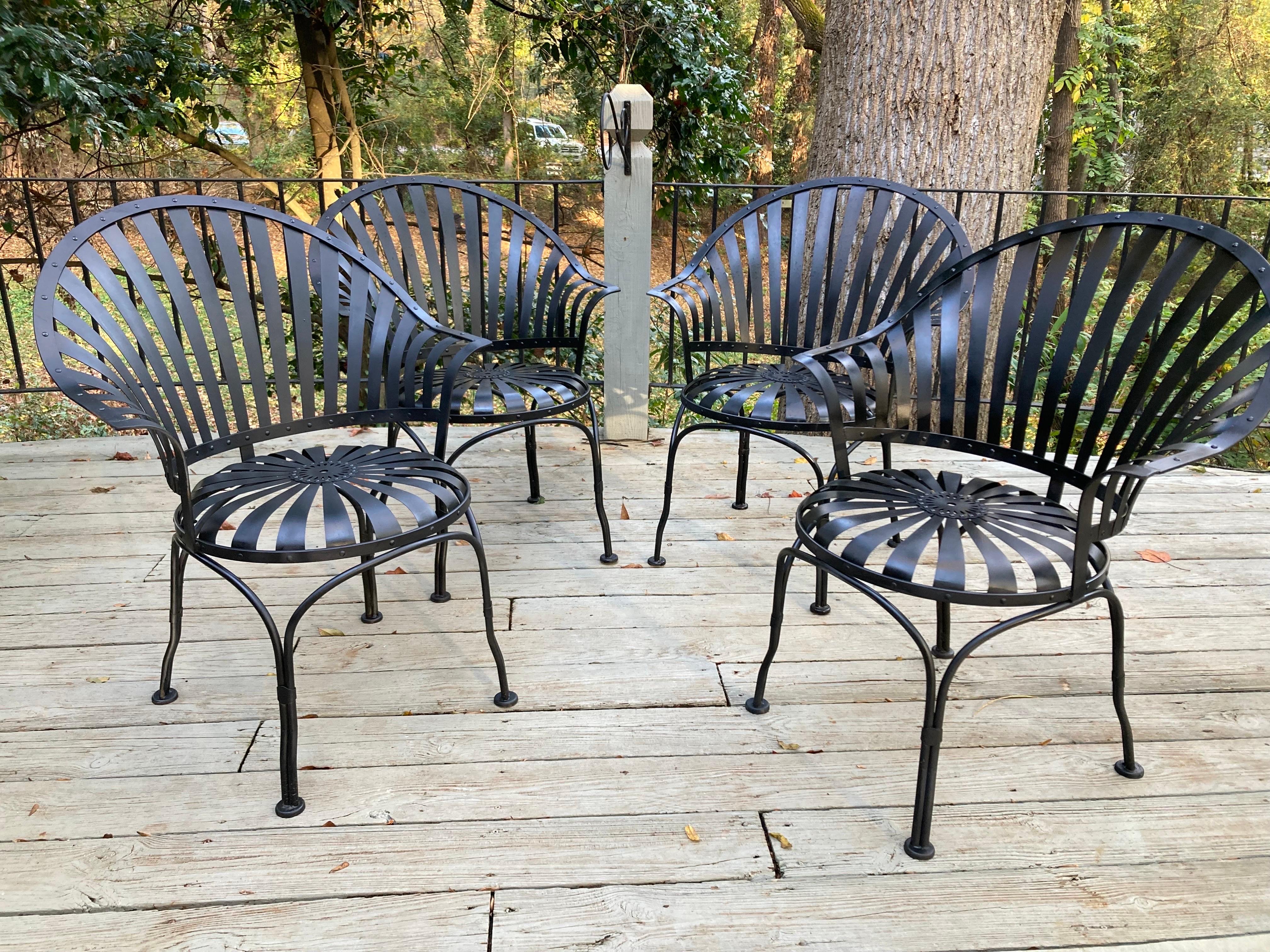 Steel Francois Carre Fan Back Garden Chairs - set of 4