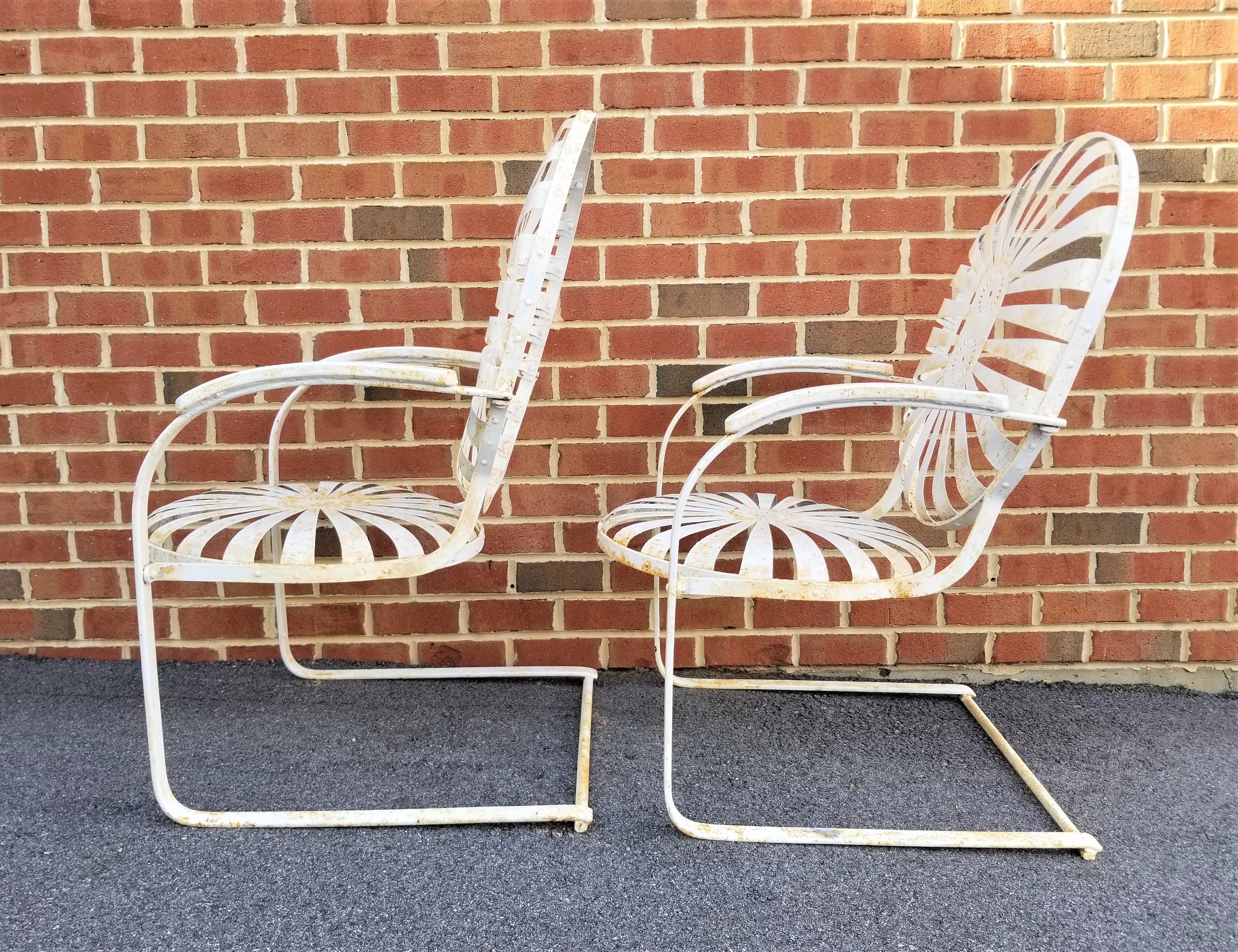 Steel Francois Carre French Art Deco 1930s Garden Chairs  For Sale
