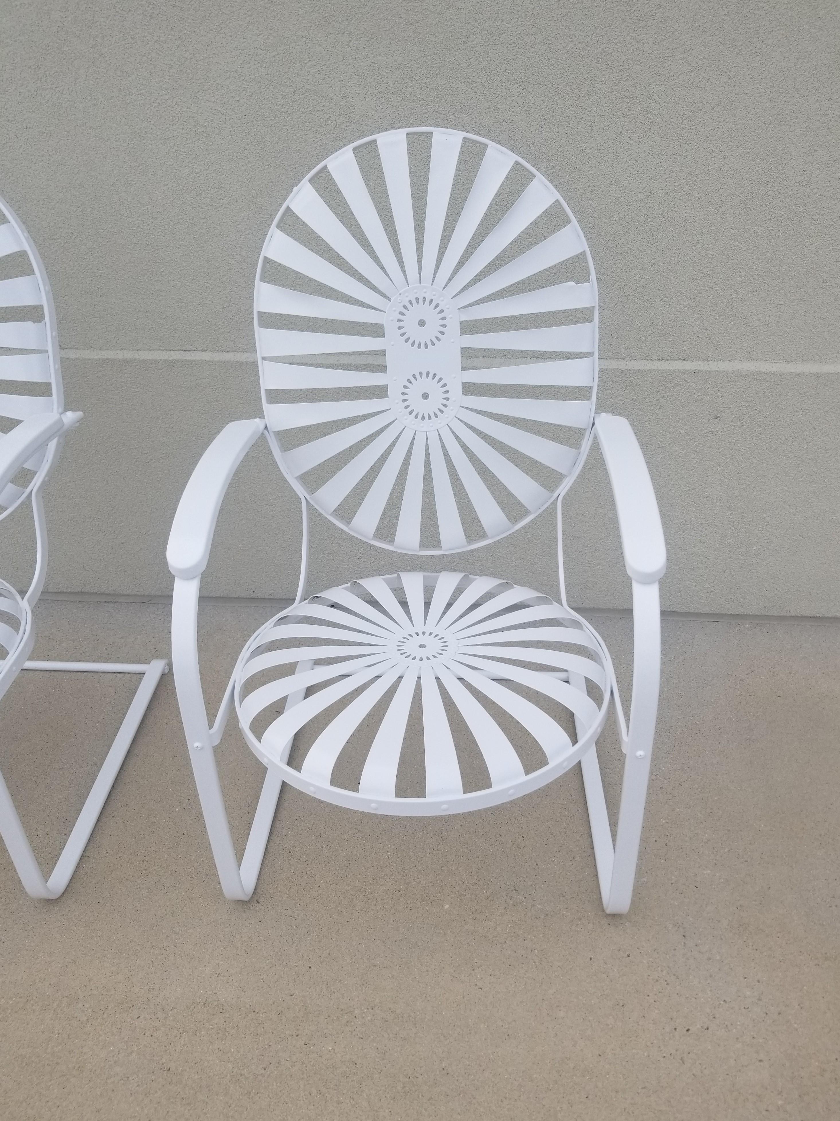 Francese Sedie Francois A. Carre in stile Art Deco restaurate in bianco in vendita