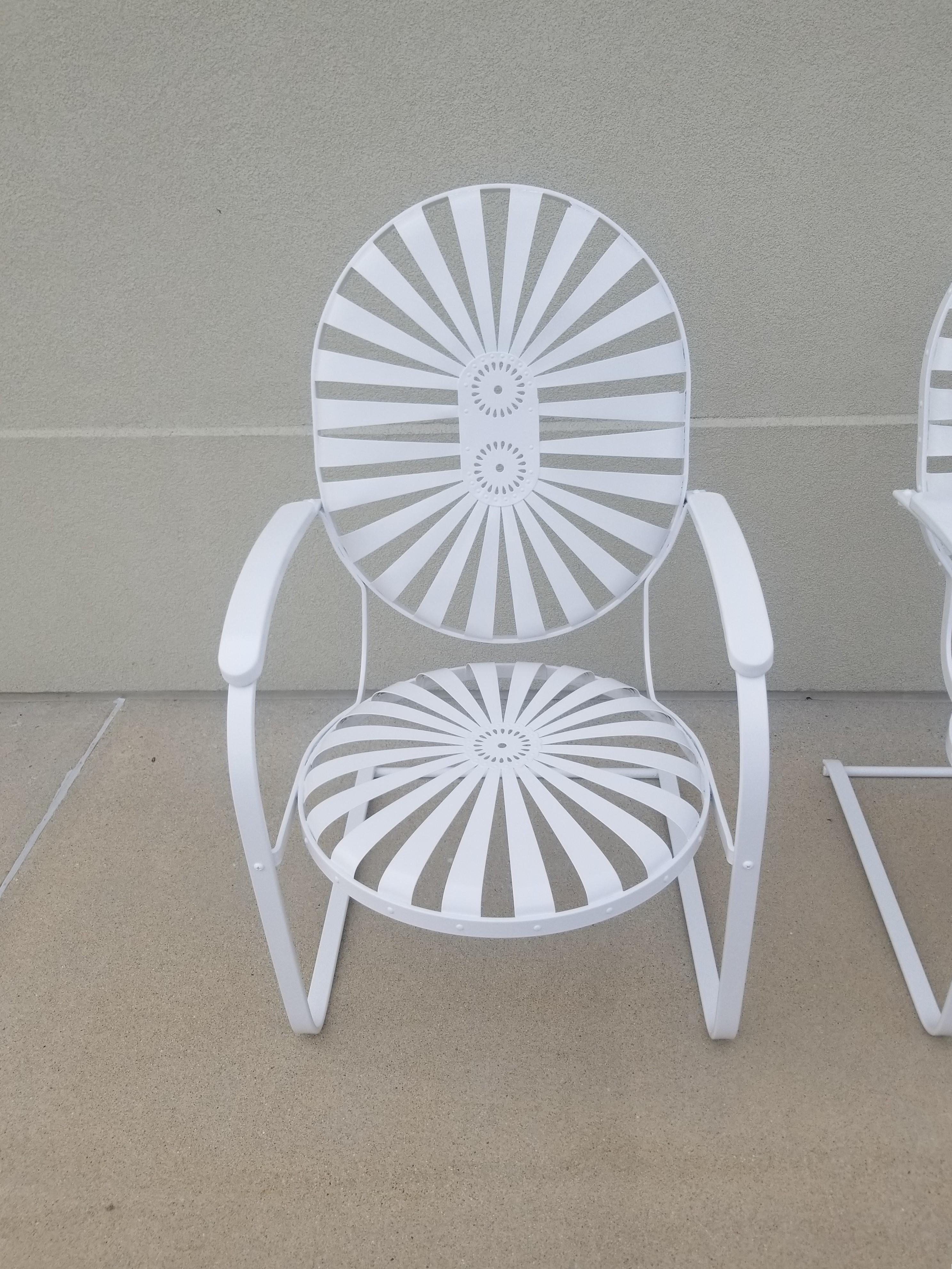 Laccato Sedie Francois A. Carre in stile Art Deco restaurate in bianco in vendita