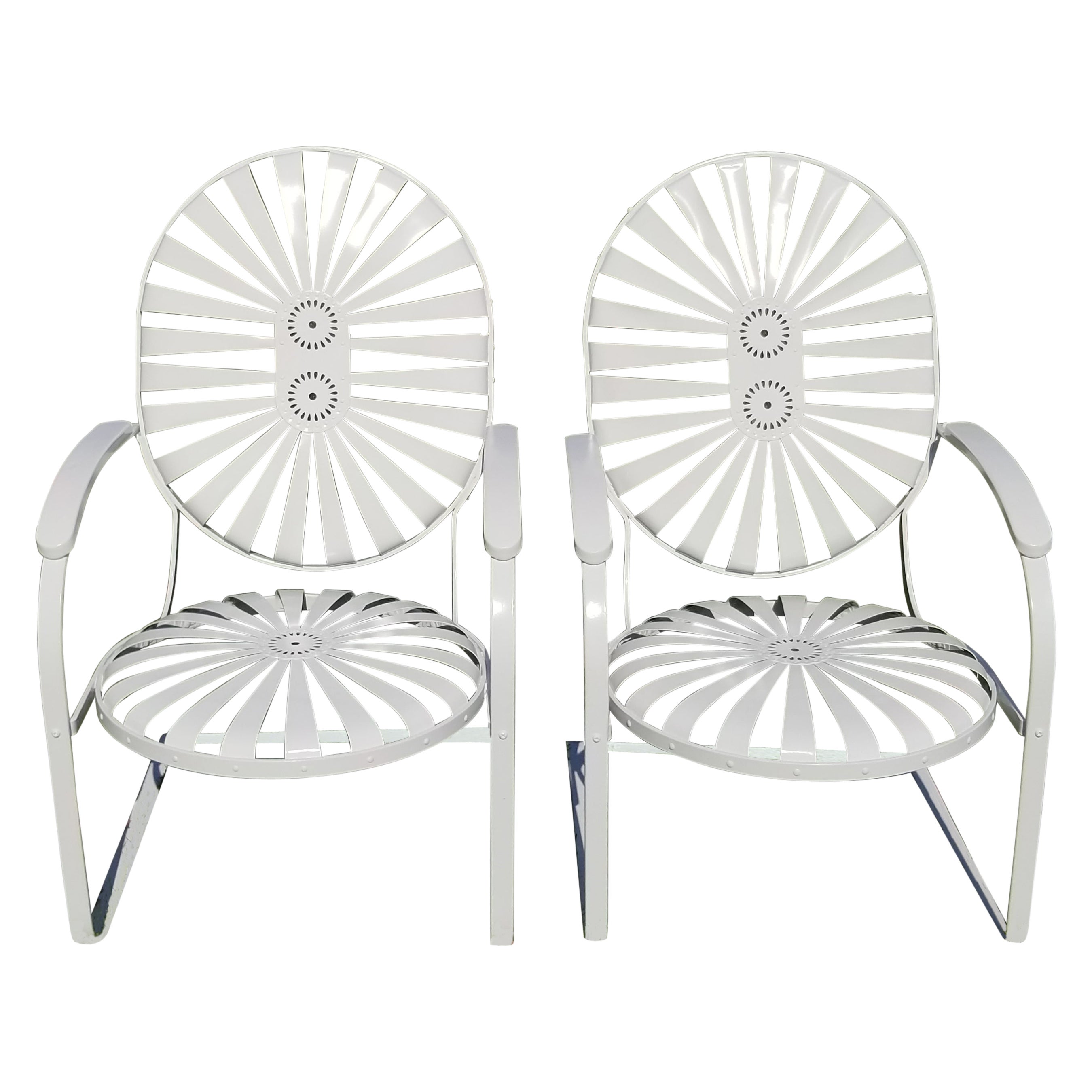 Französische Art-déco-Stühle von Francois Carre, restauriert in Weiß im Angebot