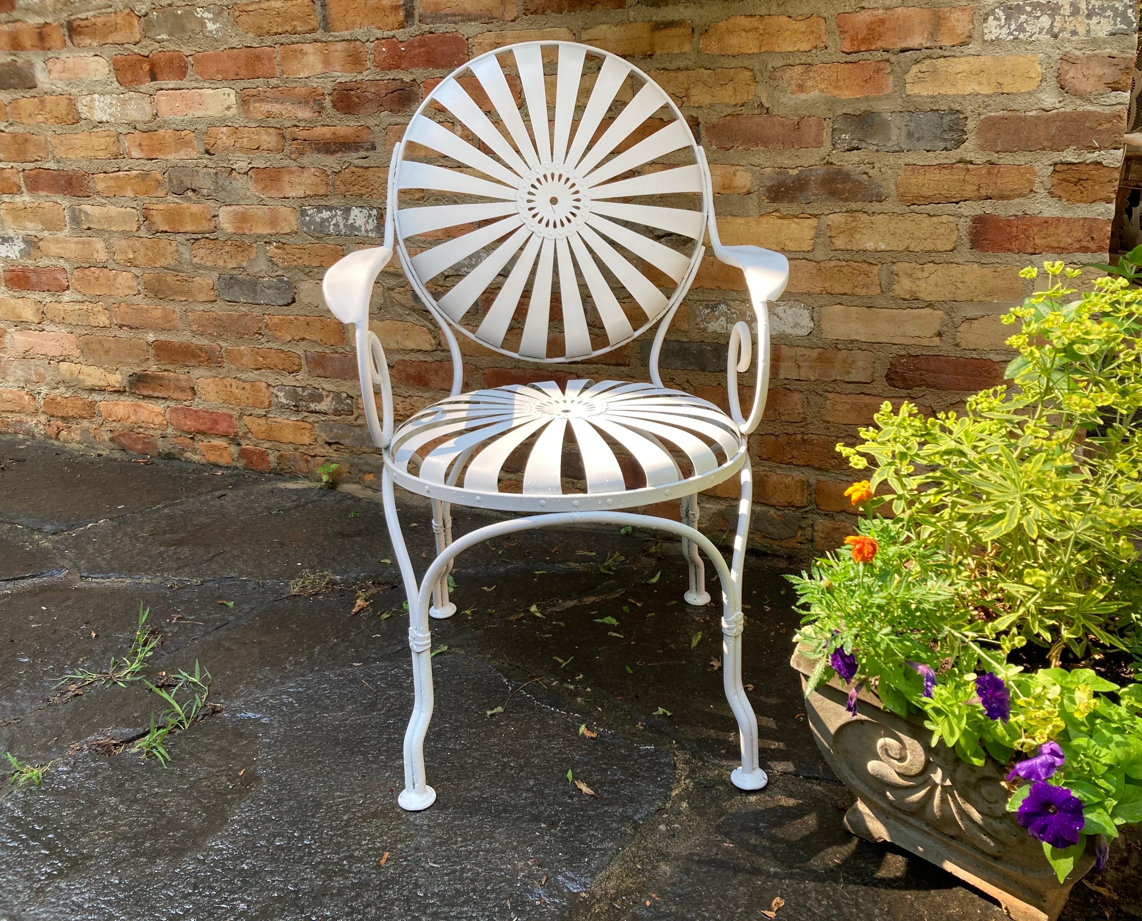 Steel francois carre garden chair For Sale