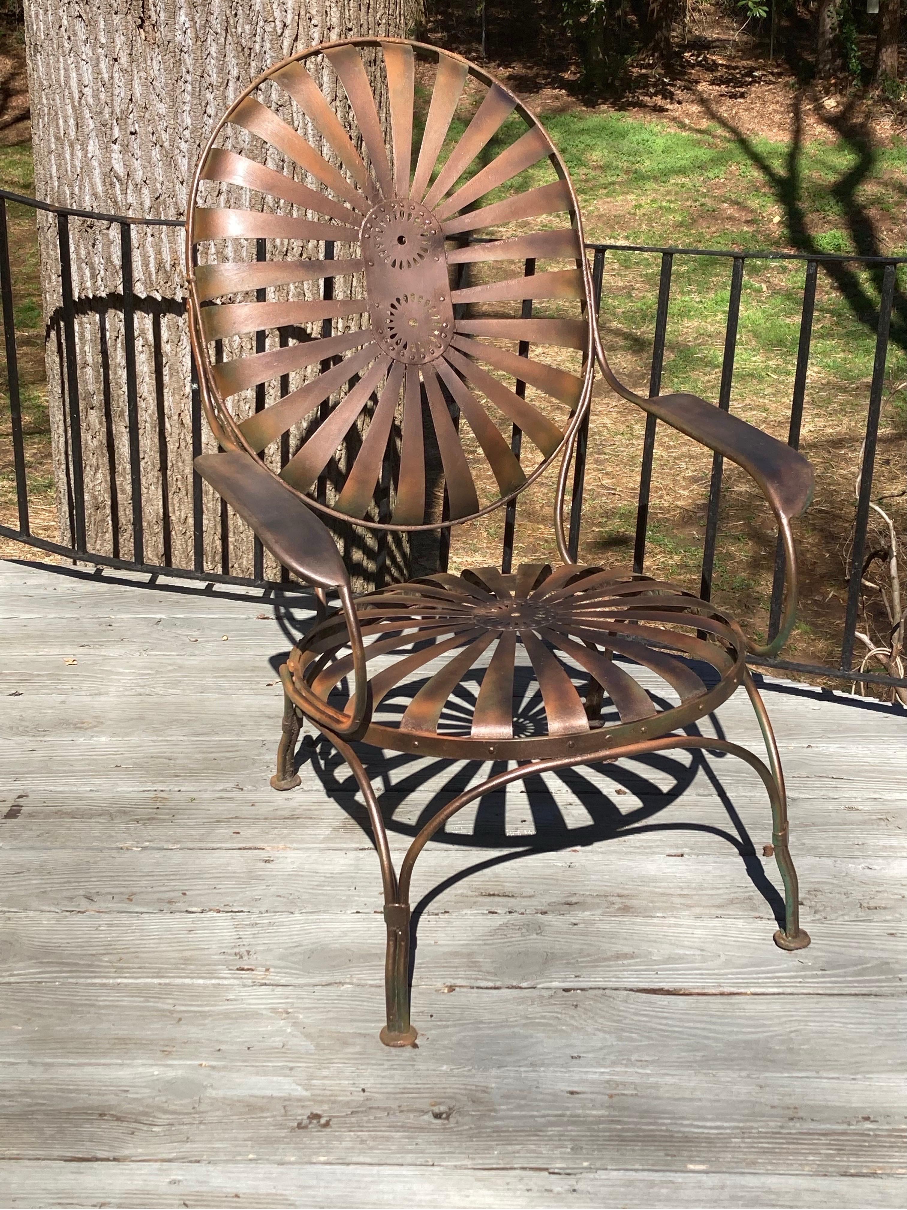 Steel francois carre garden chair For Sale