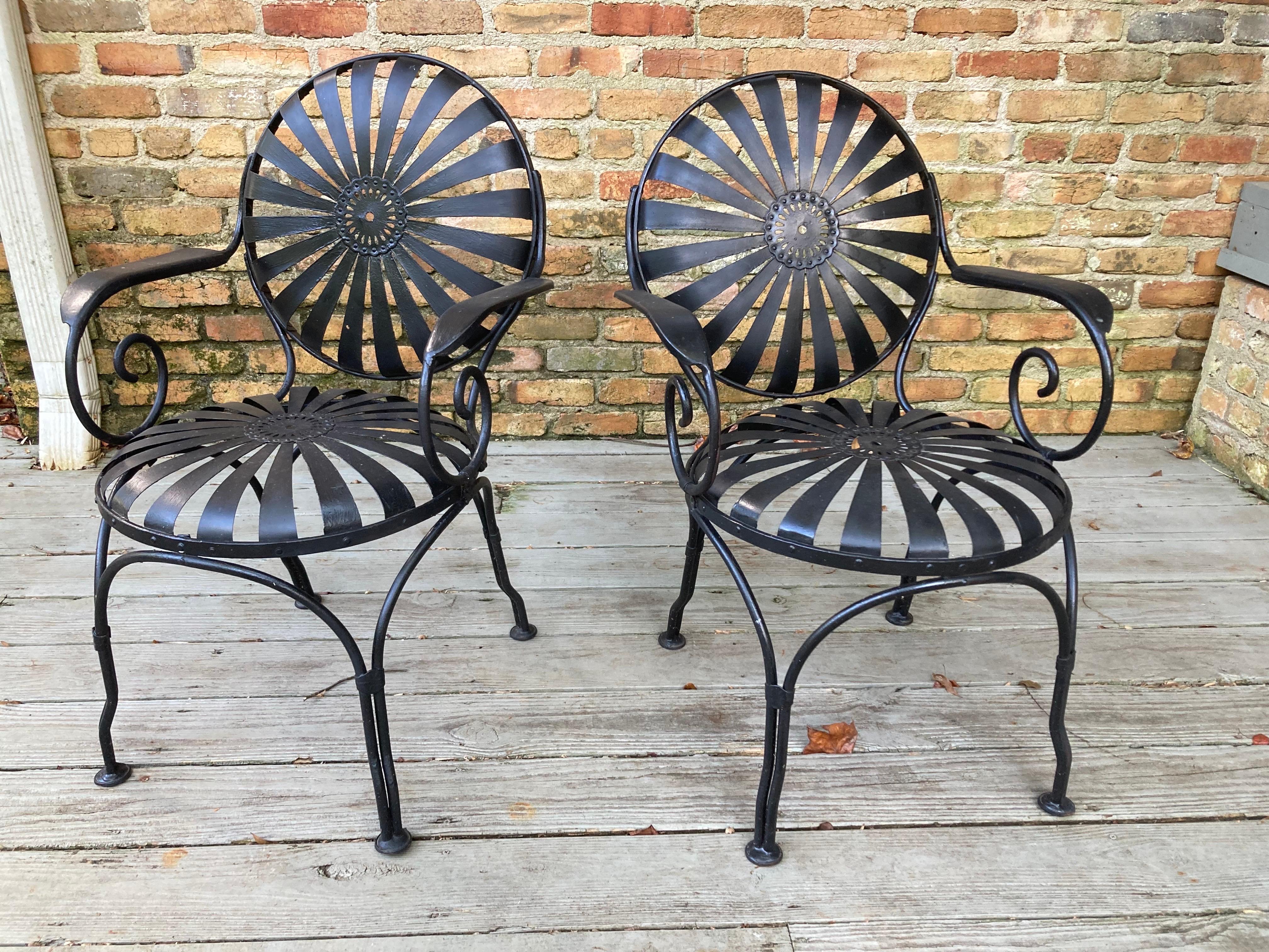 French Francois Carre Garden Chairs - a pair For Sale