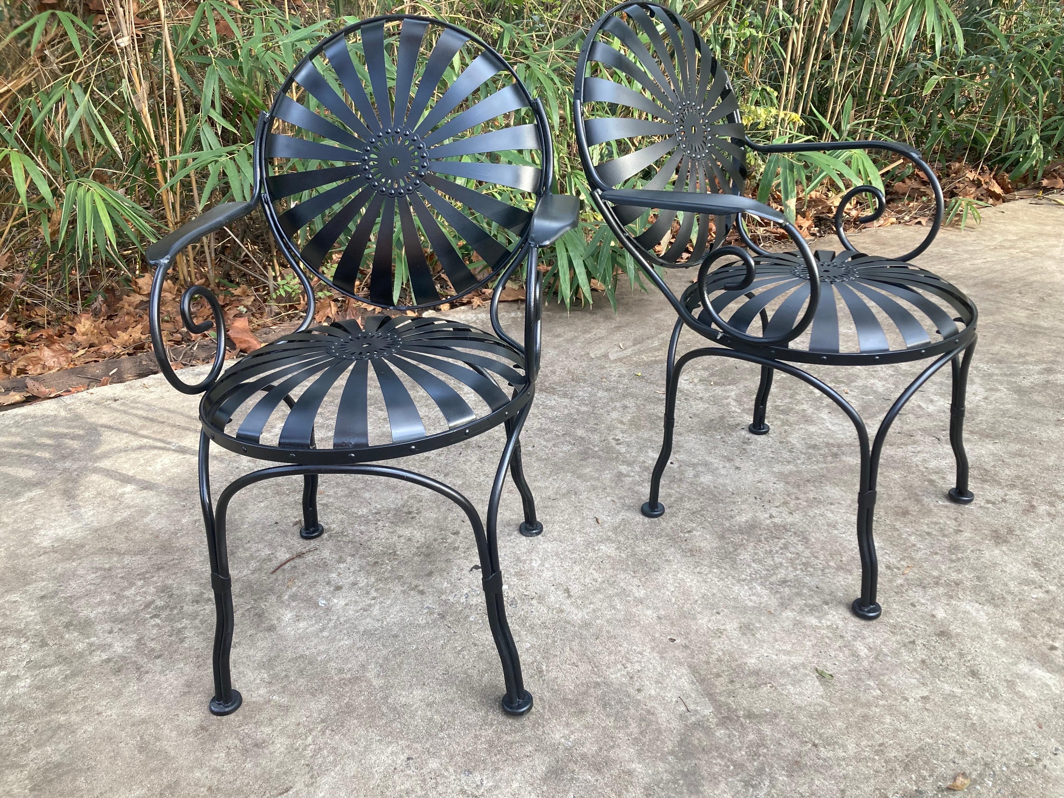 French Francois Carre Garden Chairs - a pair For Sale