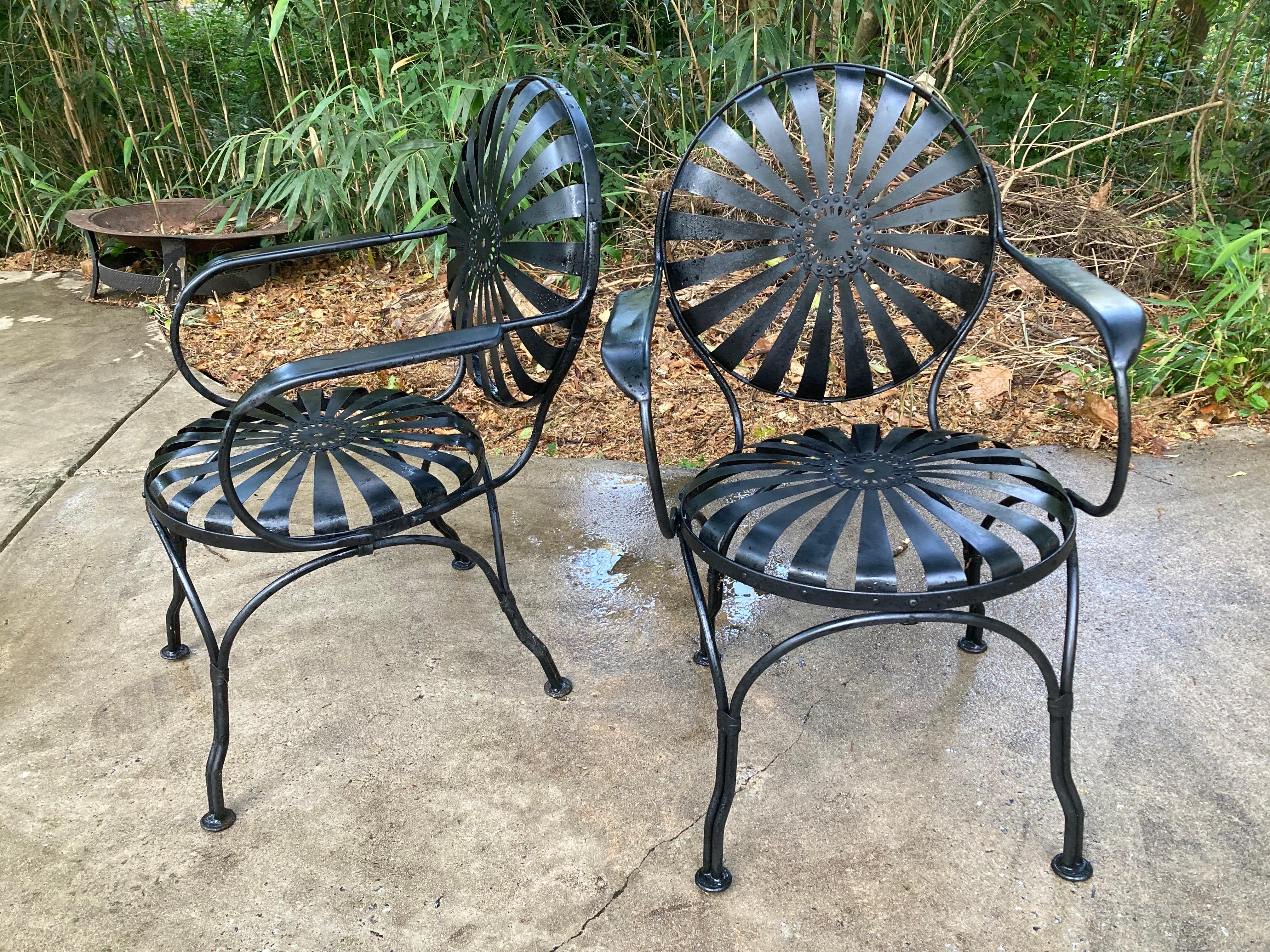 20th Century Francois Carre Garden Chairs - a pair For Sale