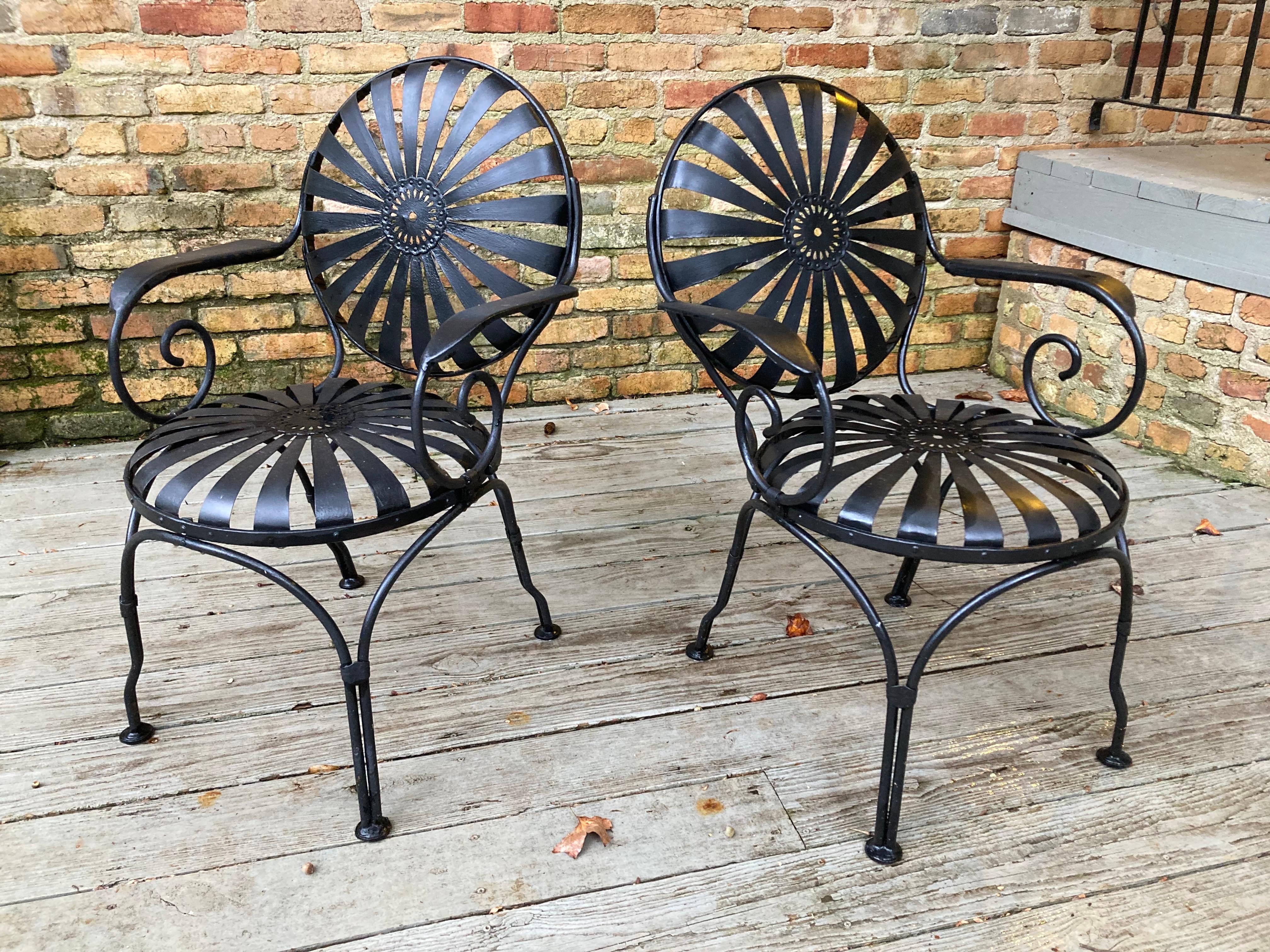 20th Century Francois Carre Garden Chairs - a pair For Sale