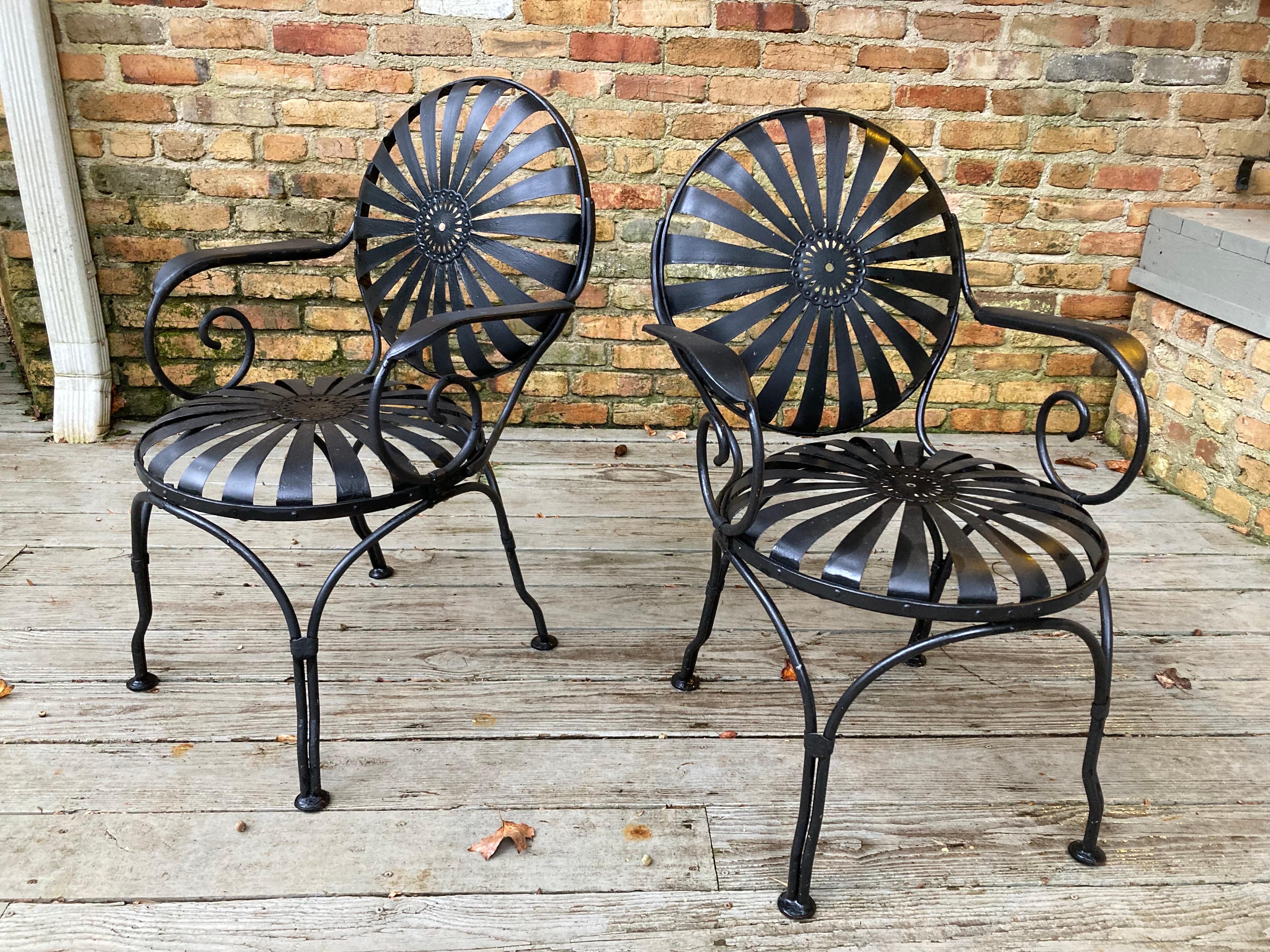 Steel Francois Carre Garden Chairs - a pair For Sale